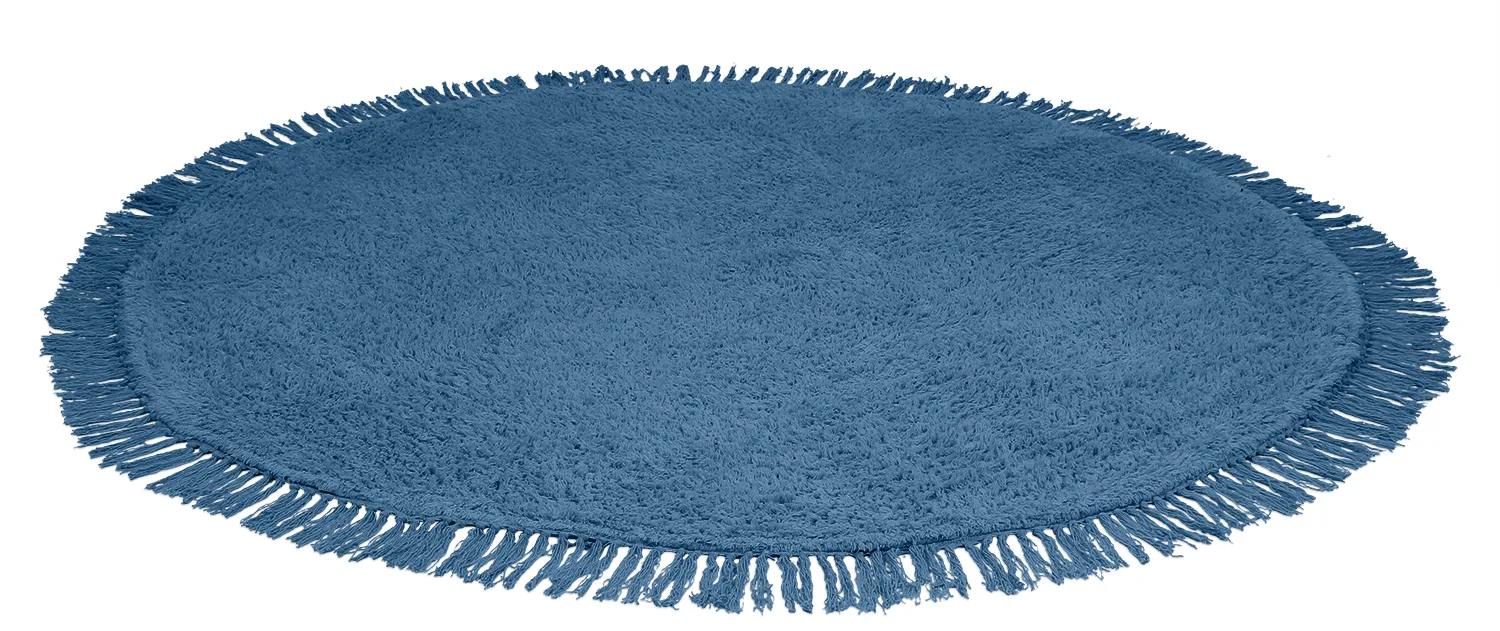 Runde tepper - Alba Natural Cotton Shaggy (blå)