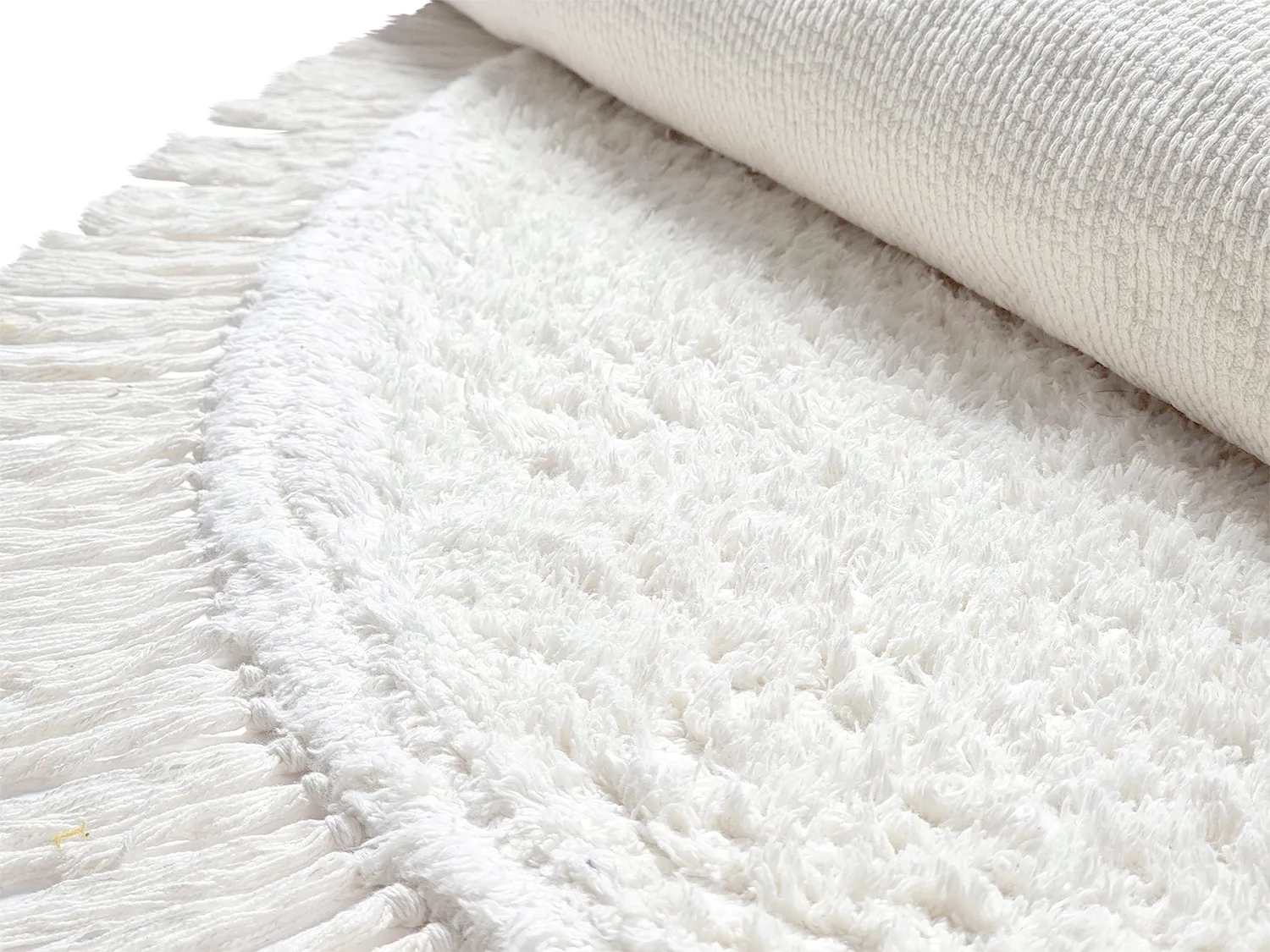 Runde tepper - Alba Natural Cotton Shaggy (hvit)