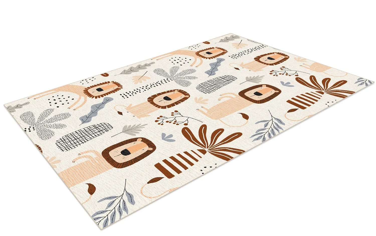 Barneteppe - Lion Friends (beige)