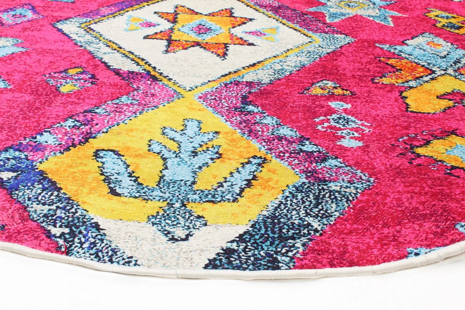 Rundt teppe - Misare (rosa/multi)
