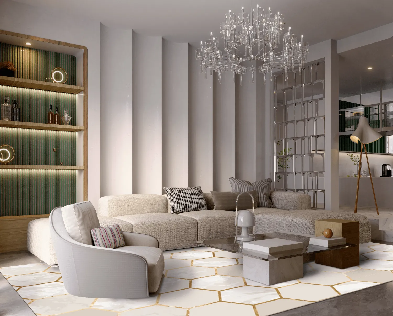 Wilton-teppe - Morino (beige/hvit/gull)
