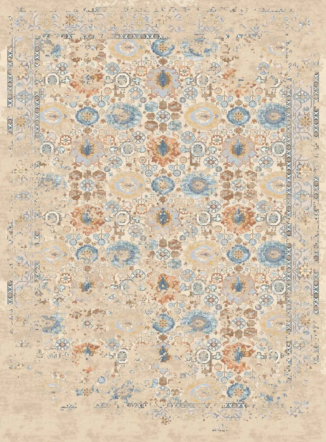 Wilton-teppe - Oakley (beige/blå)