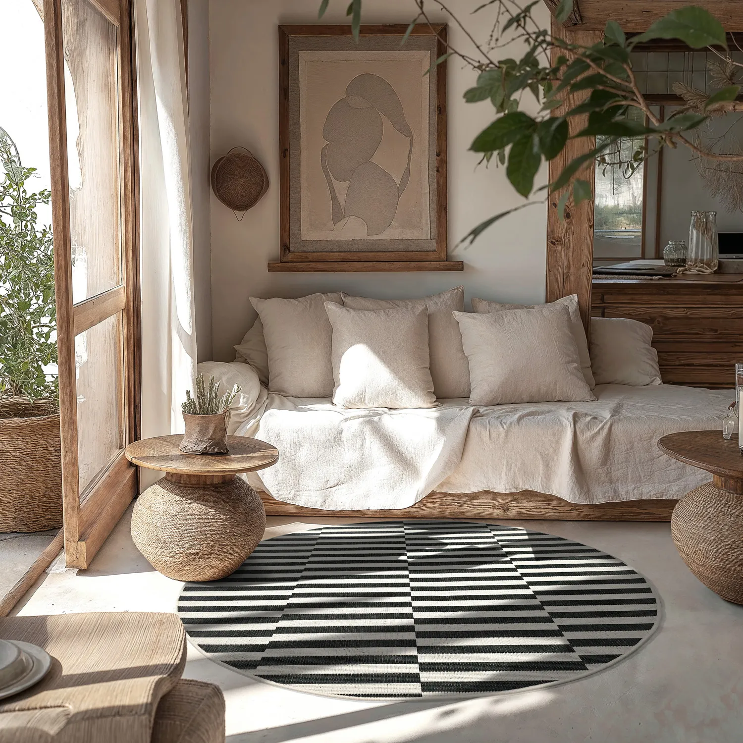 Rundt teppe - Indoor/Outdoor Otto (svart)