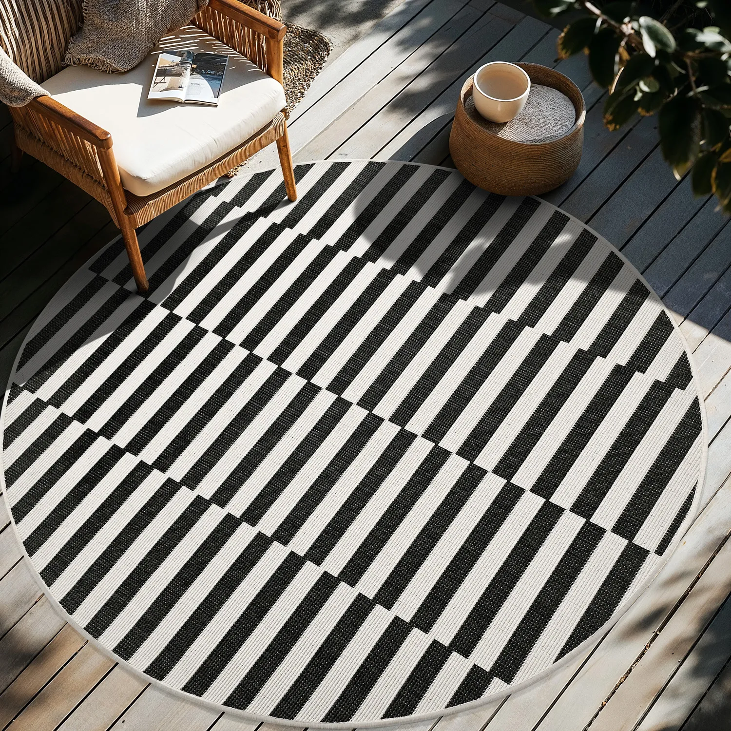 Rundt teppe - Indoor/Outdoor Otto (svart)