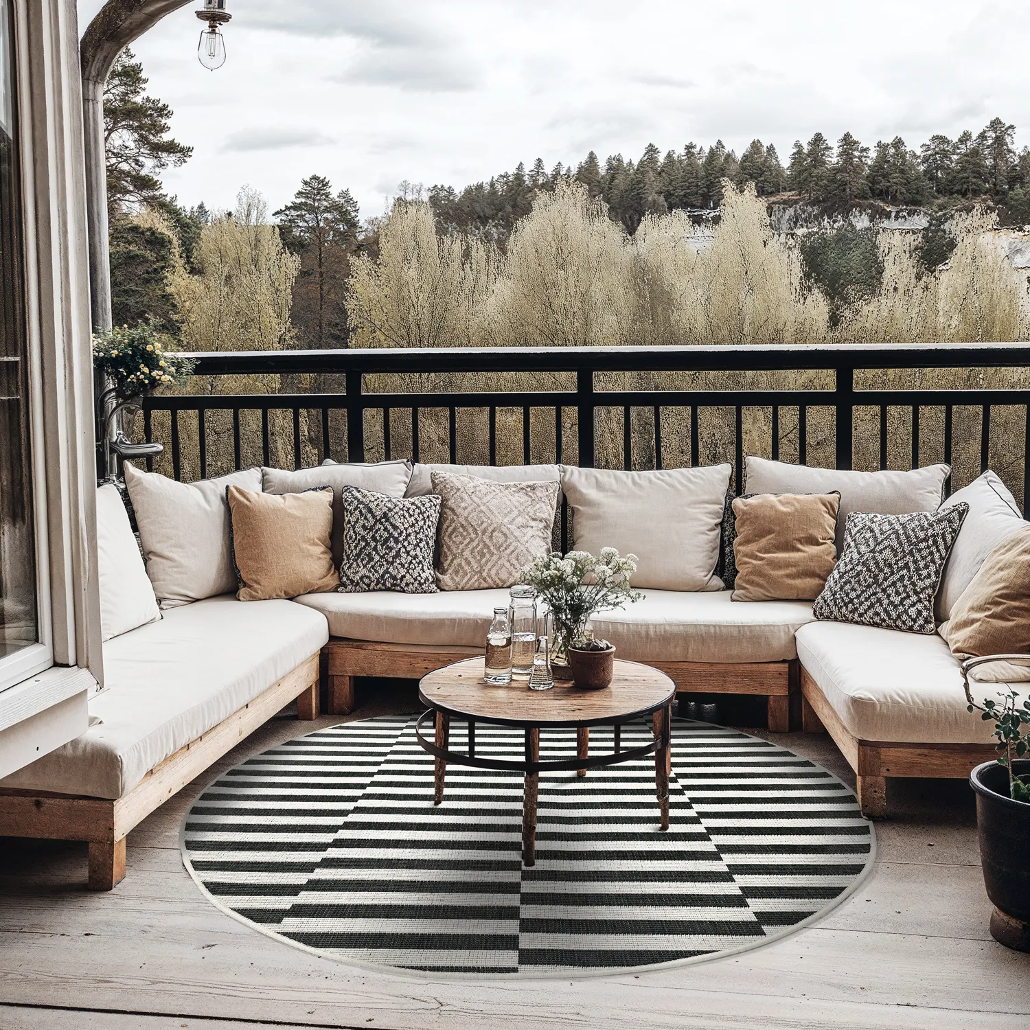 Rundt teppe - Indoor/Outdoor Otto (svart)