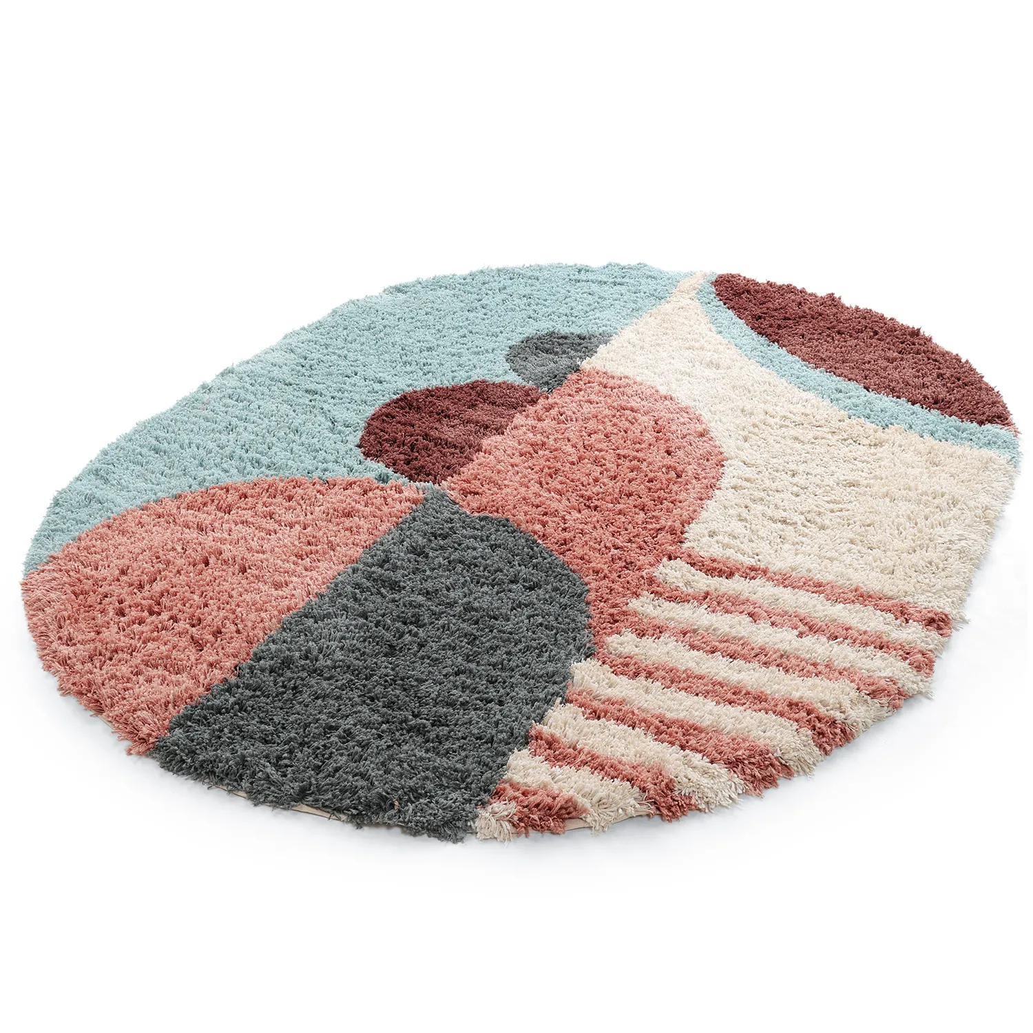 Ovalt teppe - Tropea Natural Cotton Shaggy (multi)