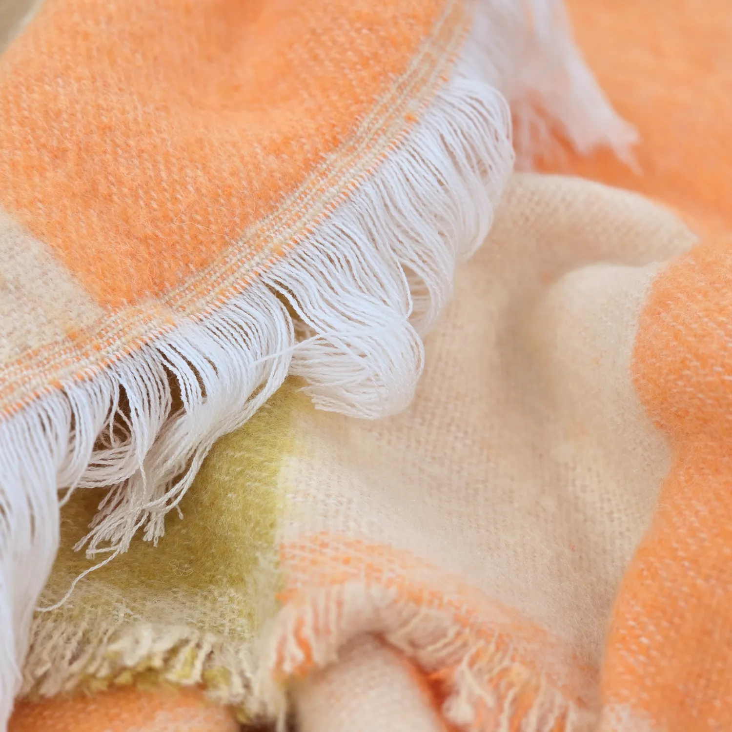 Tepper - Ullmixpledd - Audrey Check (beige/gul/oransje)