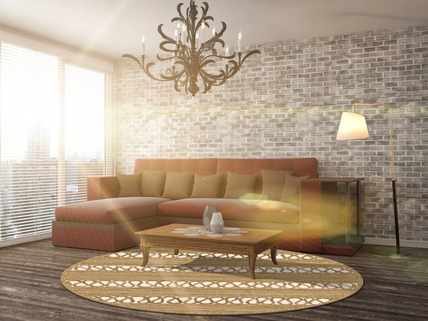 Rundt teppe - Levie (beige)