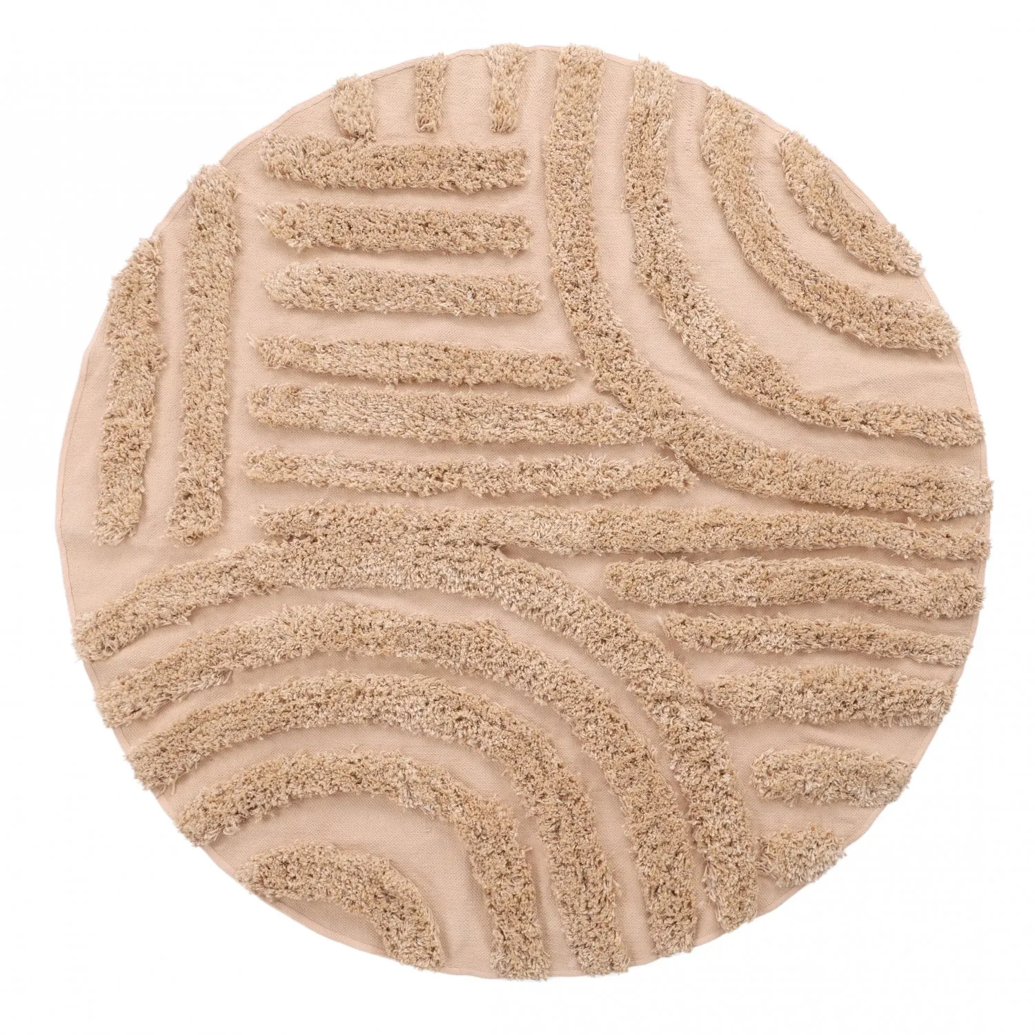 Rundt teppe - Cazorla Natural Cotton Shaggy (beige)