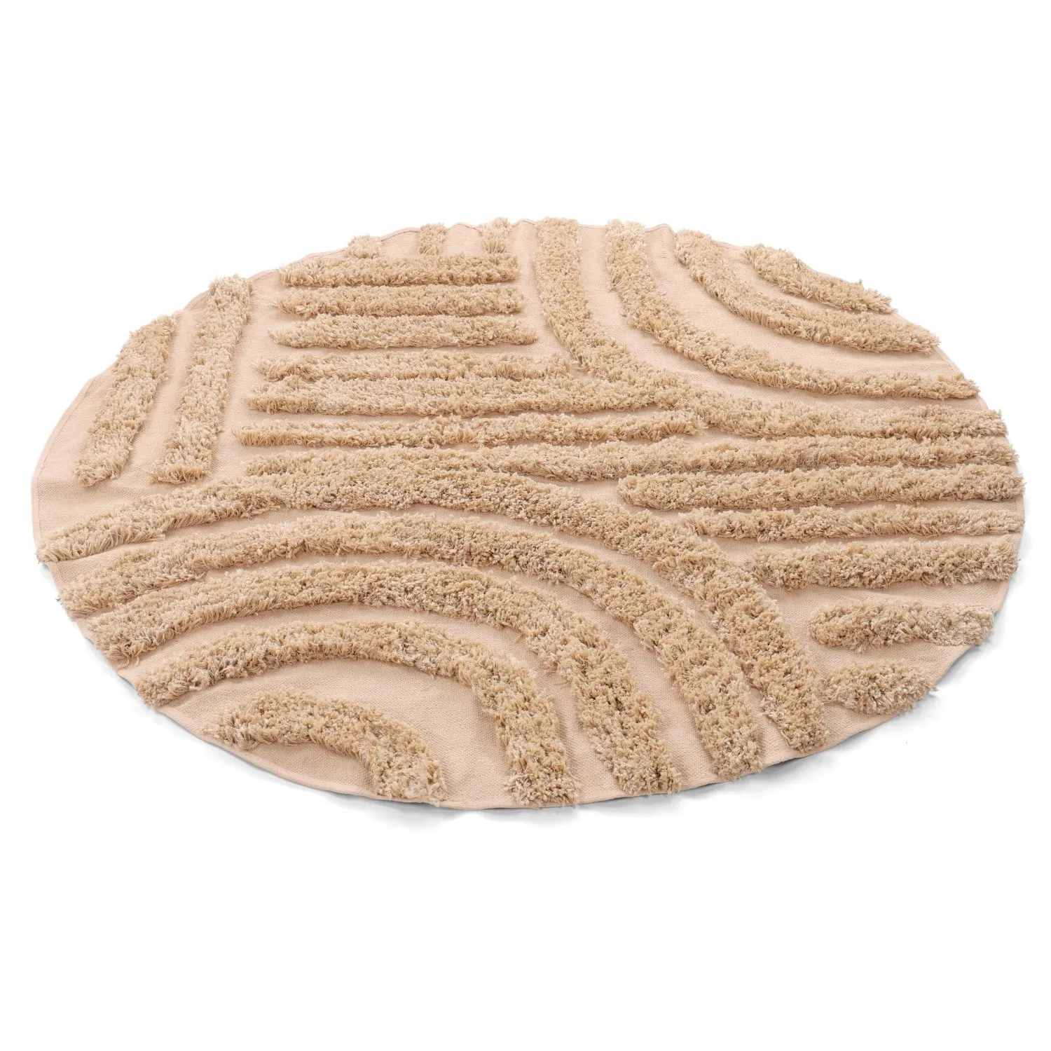 Rundt teppe - Cazorla Natural Cotton Shaggy (beige)