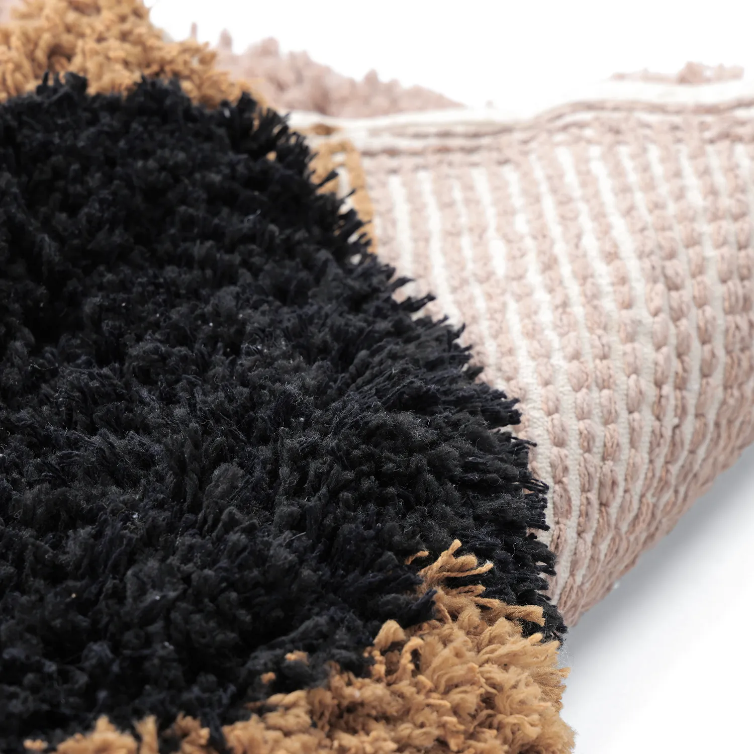 Rundt teppe - Cefalu Natural Cotton Shaggy (multi)