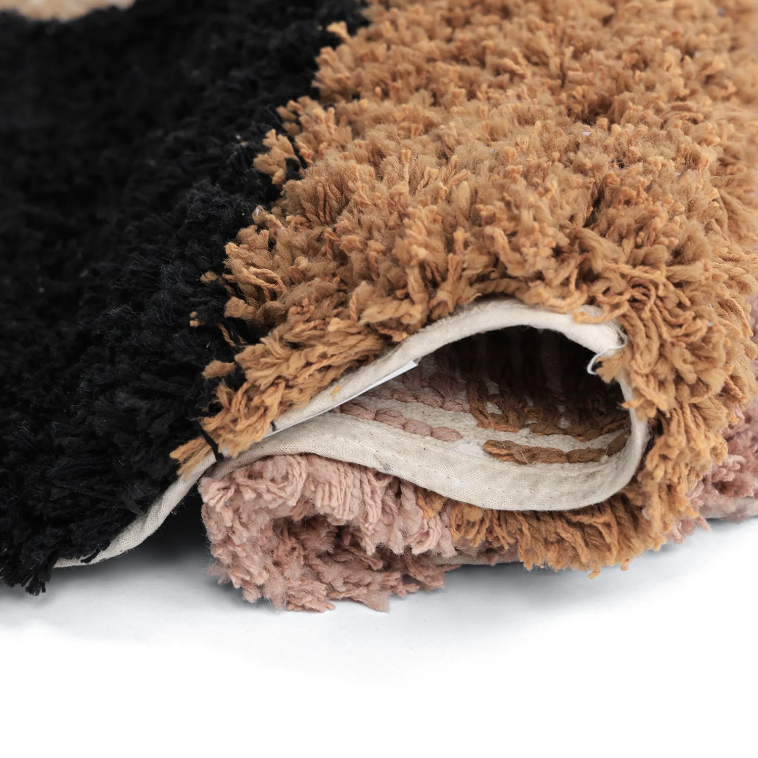 Rundt teppe - Cefalu Natural Cotton Shaggy (multi)