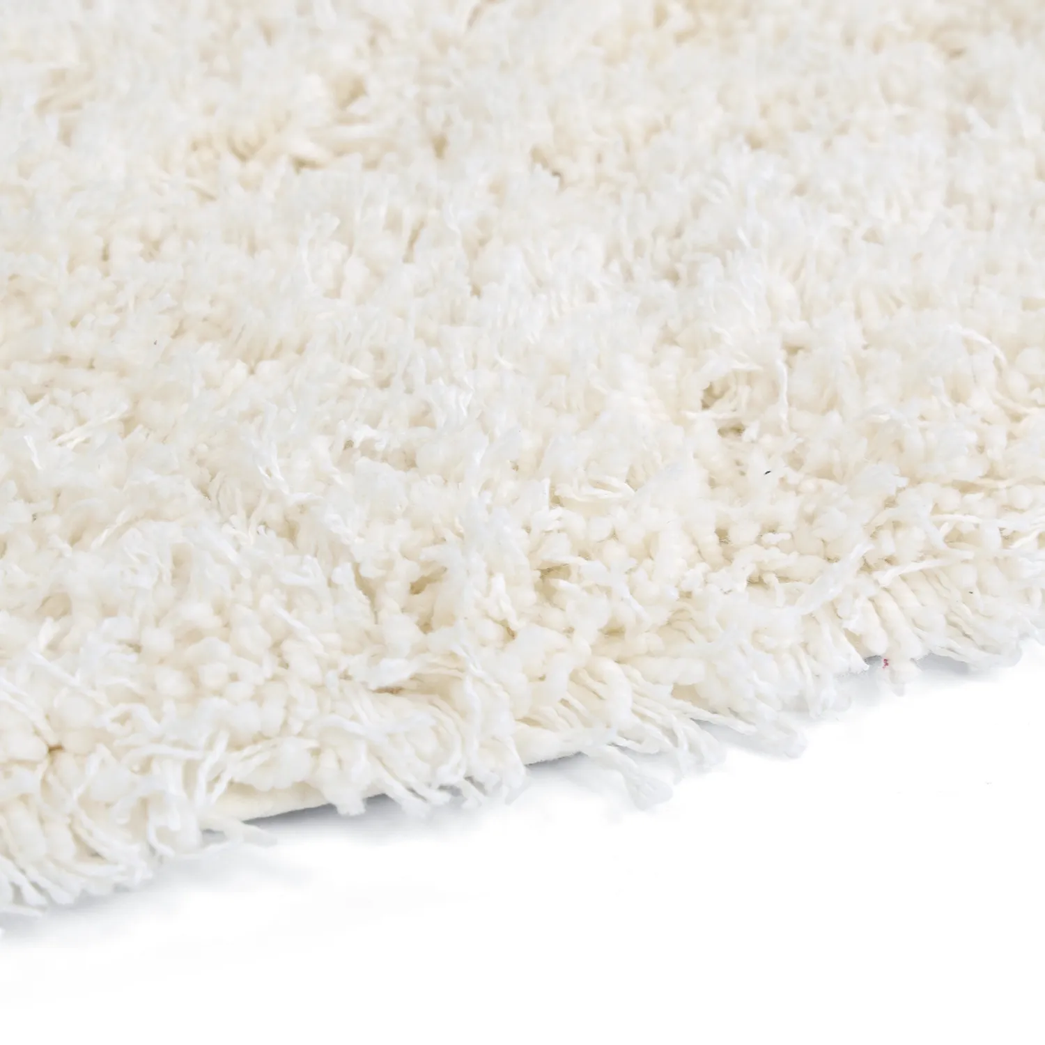 Rundt teppe - Lindos Natural Cotton Shaggy (hvit)