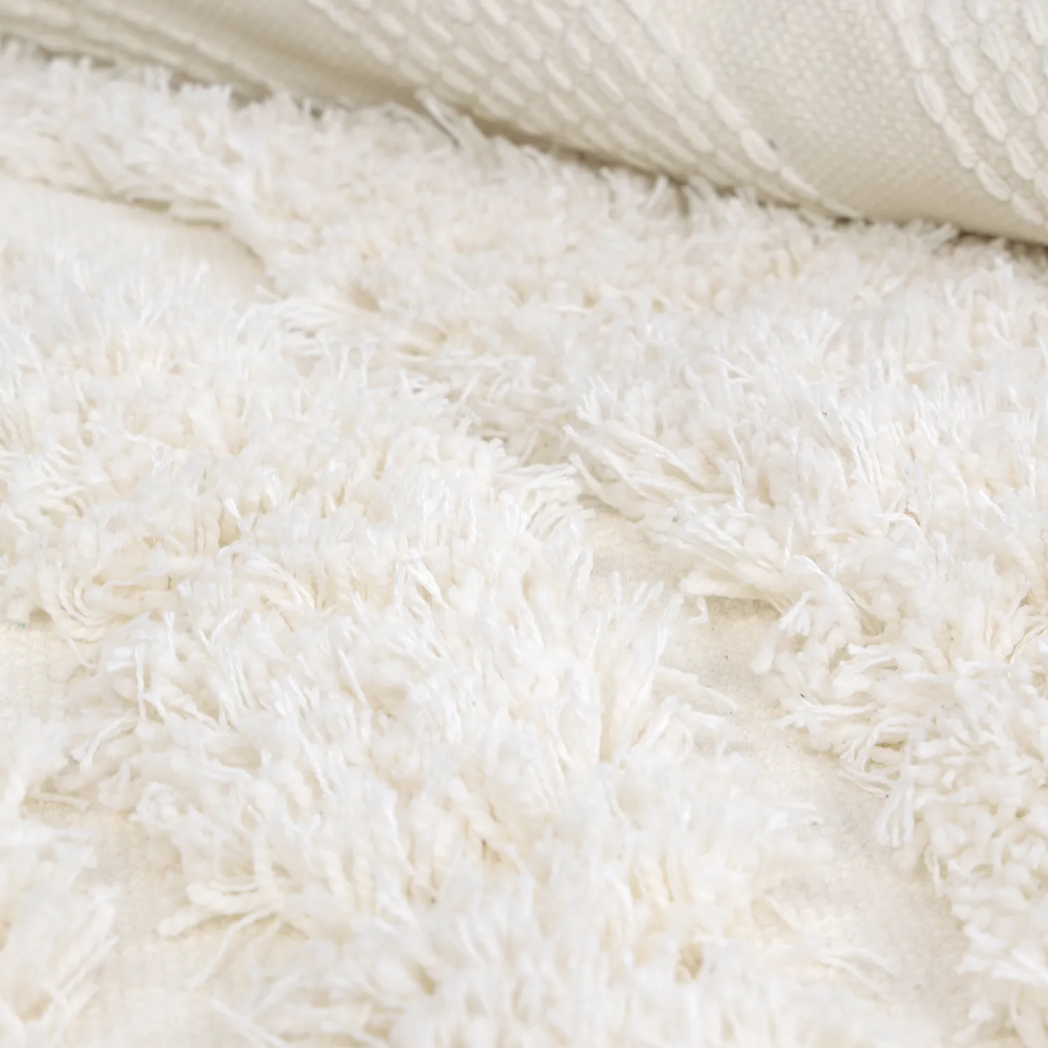 Rundt teppe - Lindos Natural Cotton Shaggy (hvit)
