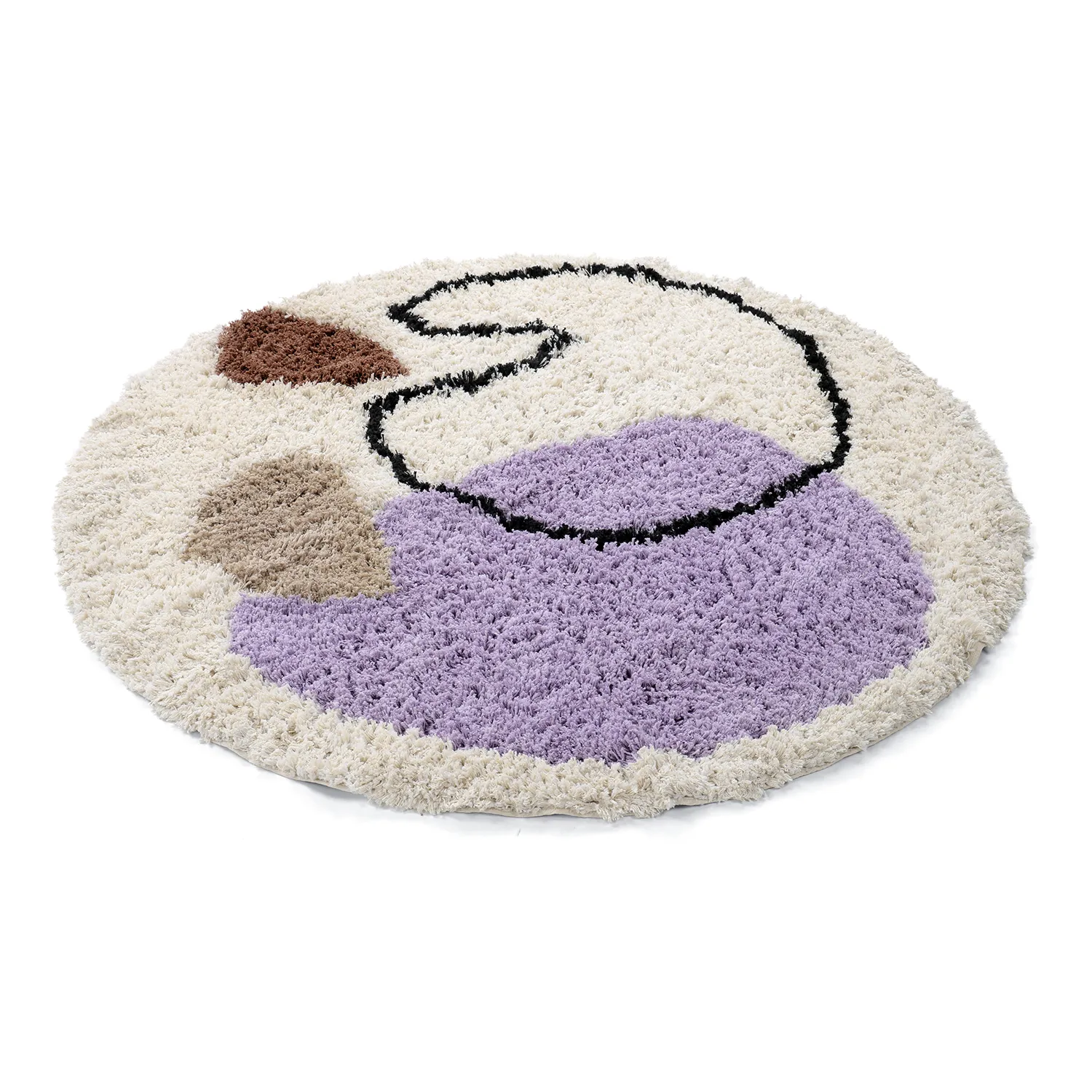 Rundt teppe - Naousa Natural Cotton Shaggy (multi)