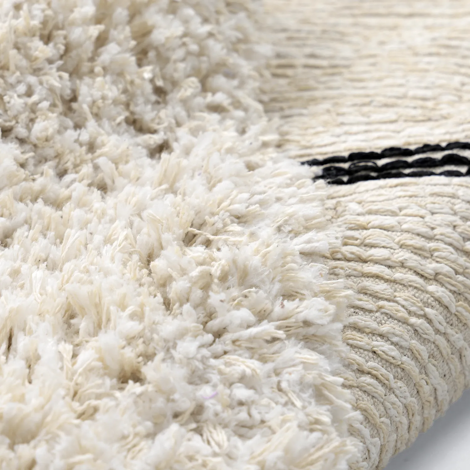 Rundt teppe - Naousa Natural Cotton Shaggy (multi)