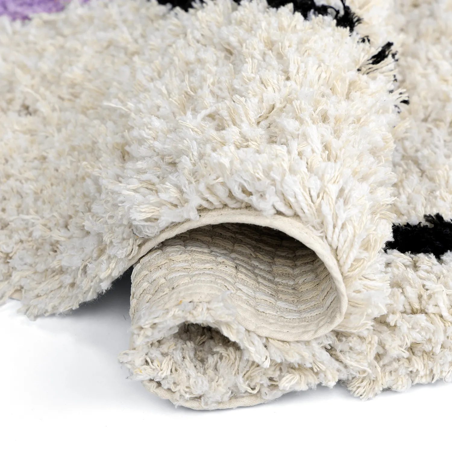 Rundt teppe - Naousa Natural Cotton Shaggy (multi)