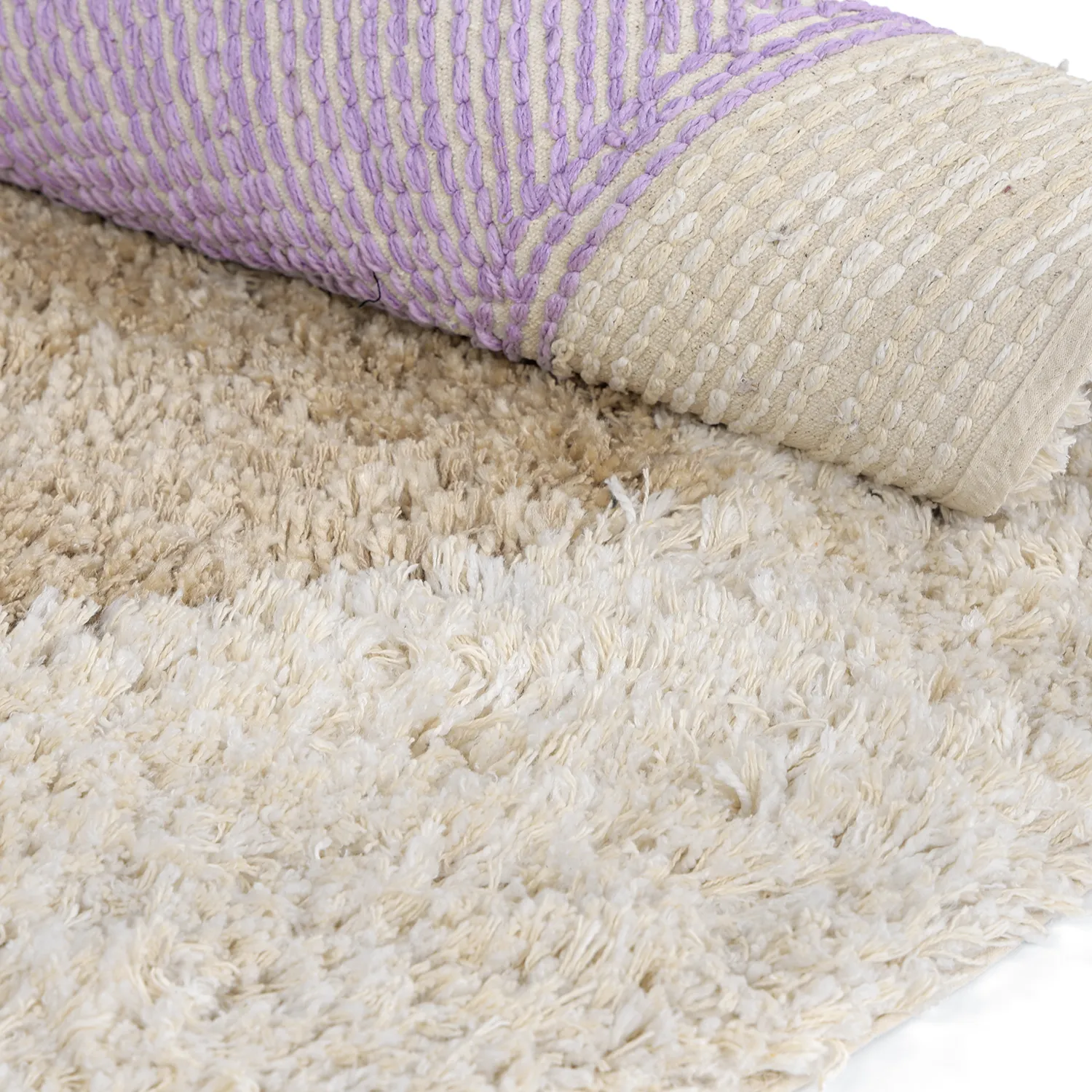 Rundt teppe - Naousa Natural Cotton Shaggy (multi)