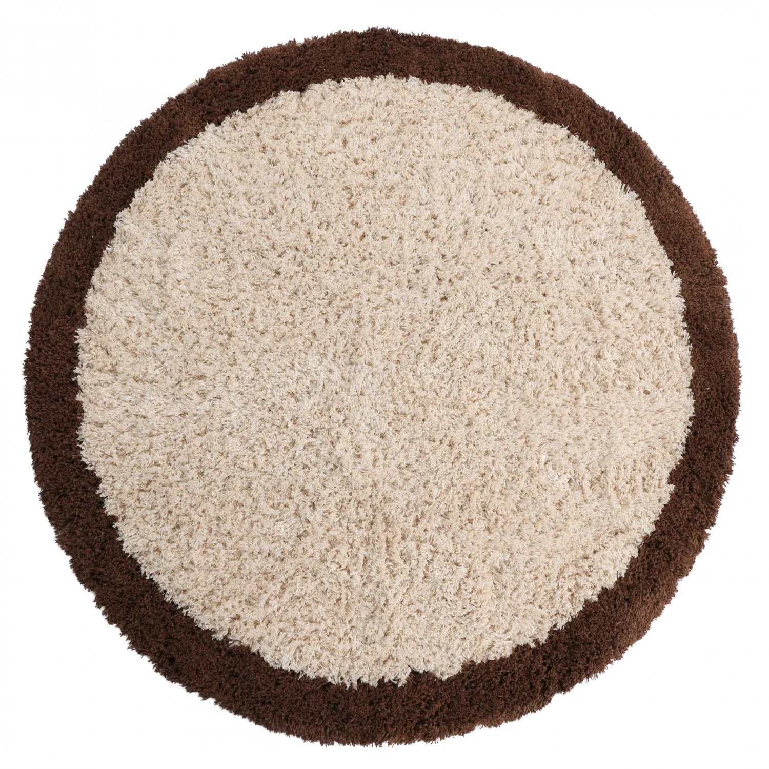 Rundt teppe - Sagres Natural Cotton Shaggy (offwhite/brun)
