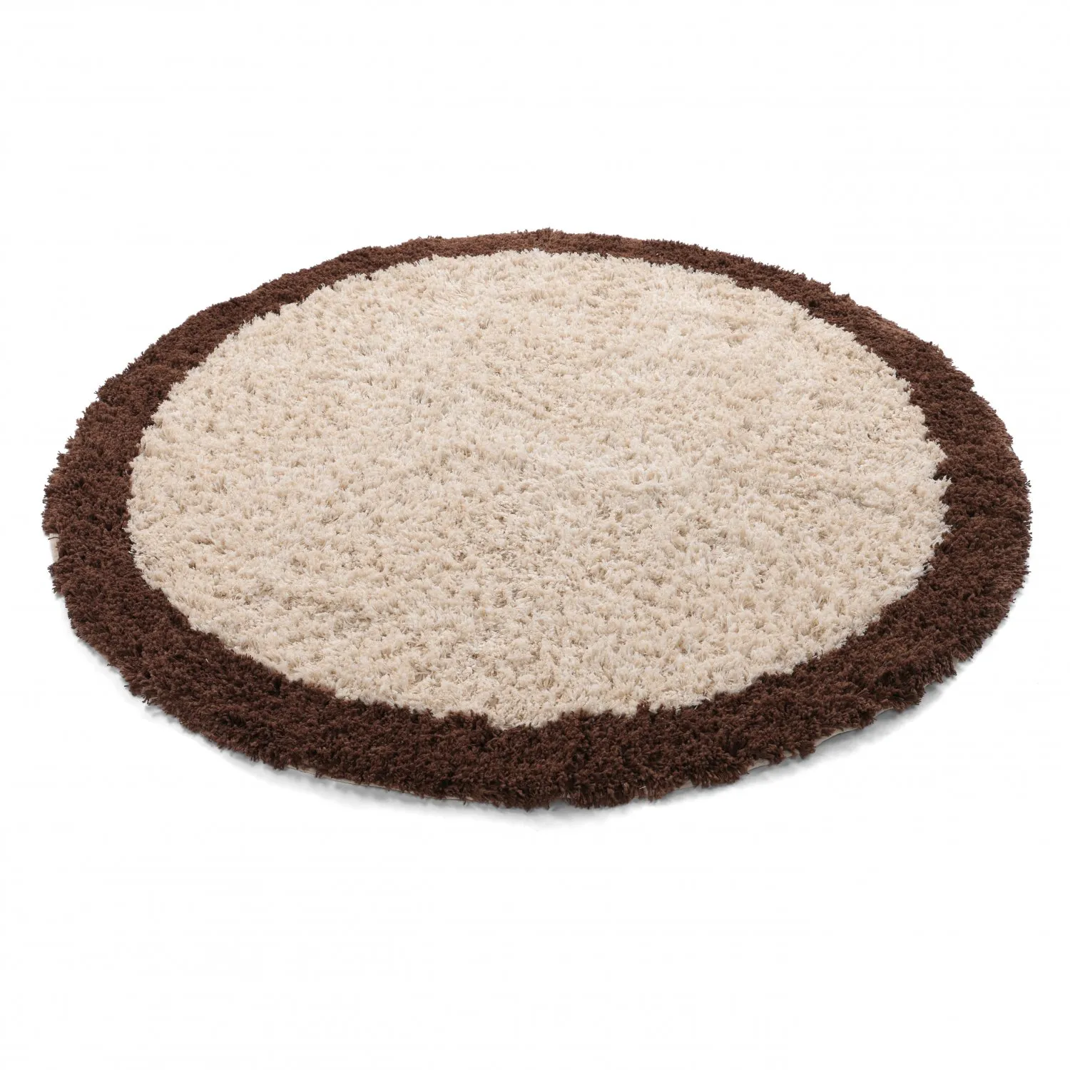 Rundt teppe - Sagres Natural Cotton Shaggy (offwhite/brun)