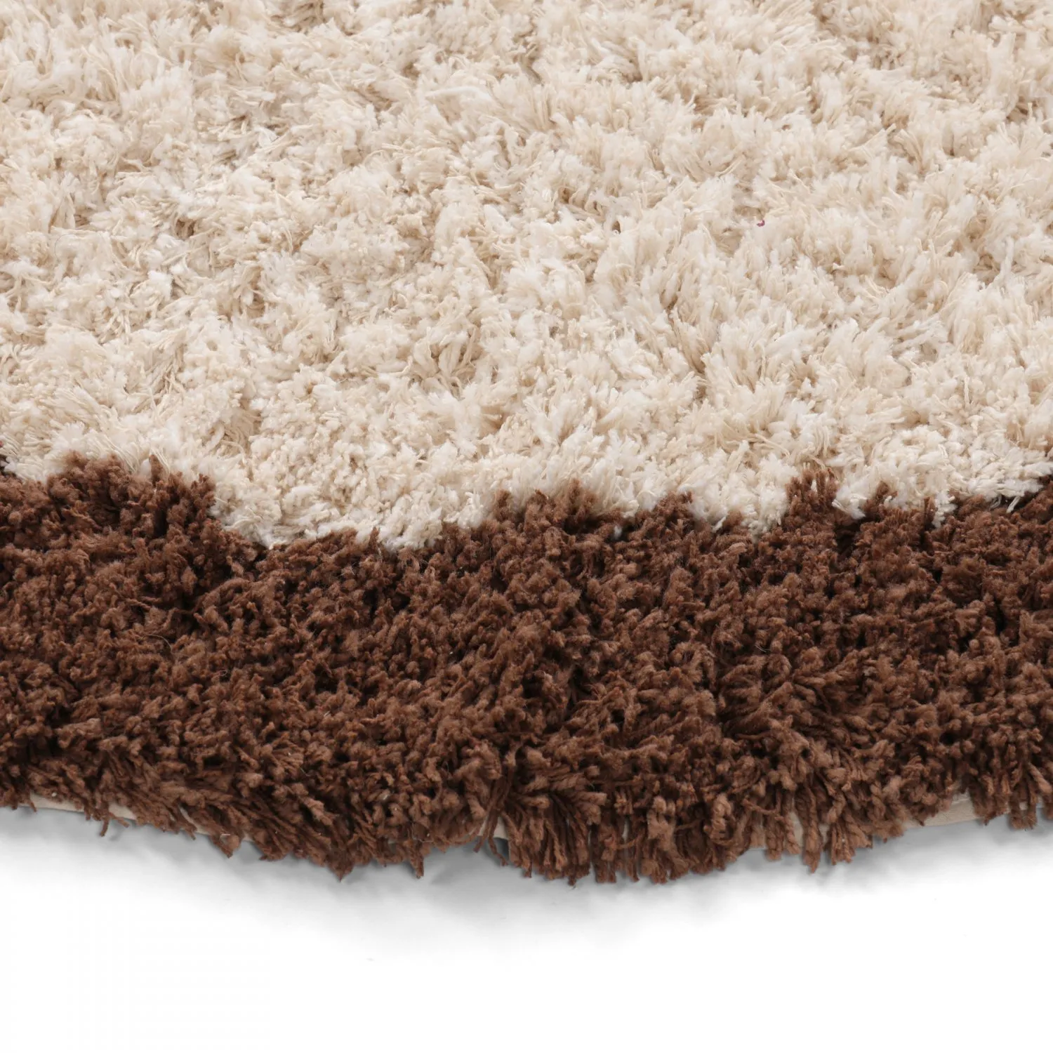 Rundt teppe - Sagres Natural Cotton Shaggy (offwhite/brun)