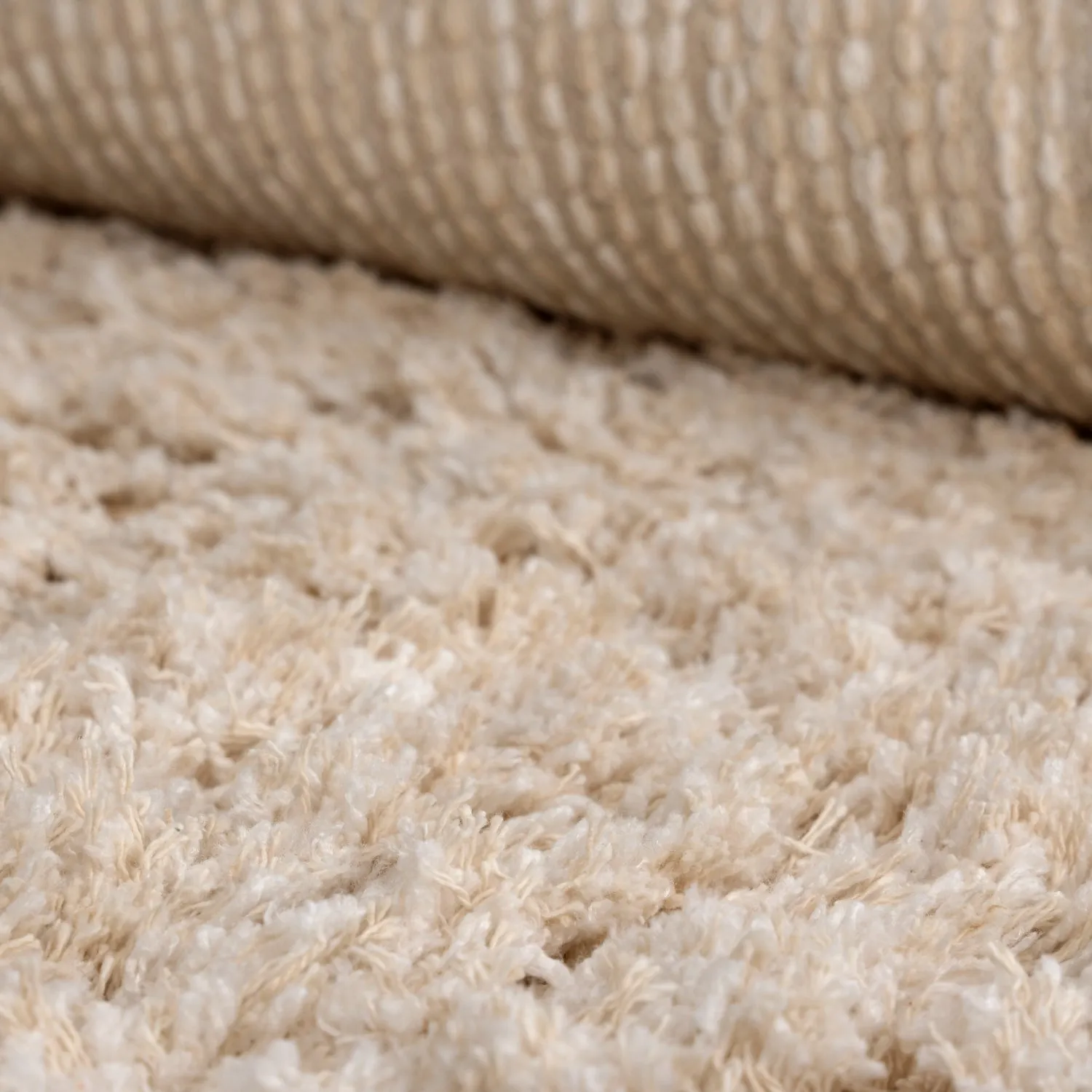 Rundt teppe - Sagres Natural Cotton Shaggy (offwhite/brun)