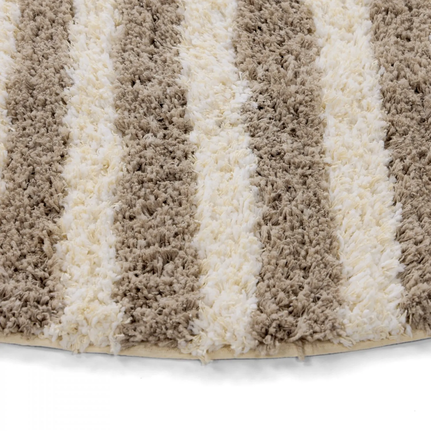 Rundt teppe - Thira Stripe Cotton Shaggy (kermanvärinen/taupe)