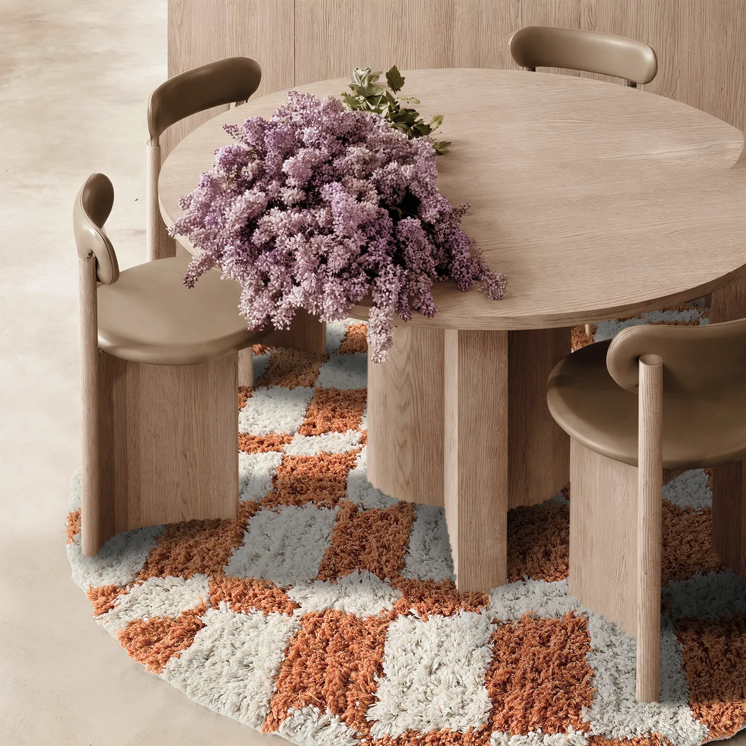 Rundt teppe - Atrani Natural Cotton Shaggy (oransje)
