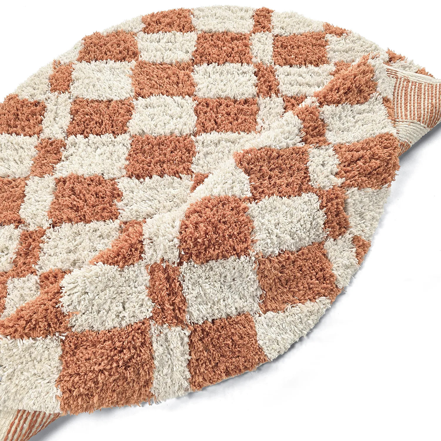 Rundt teppe - Atrani Natural Cotton Shaggy (oransje)
