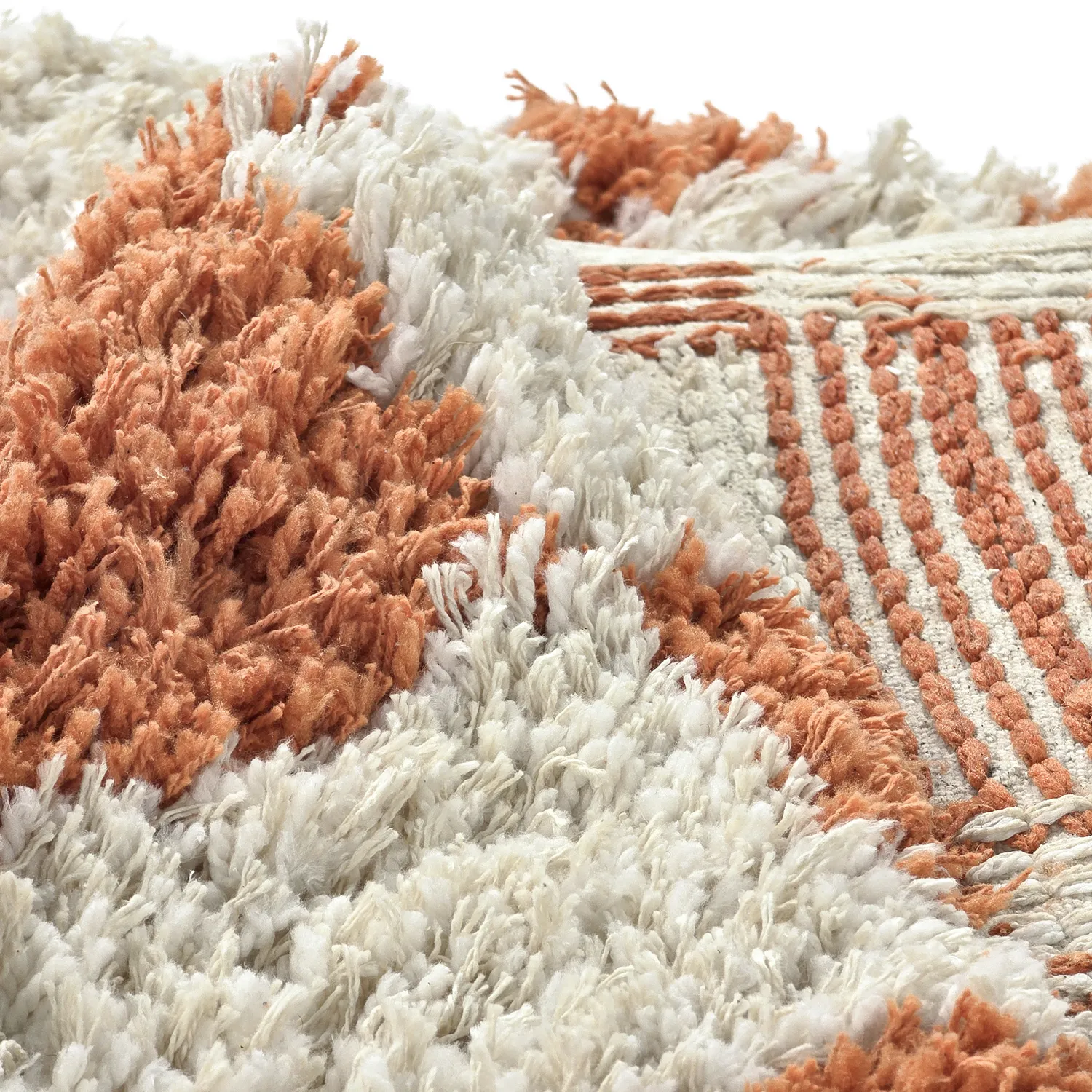 Rundt teppe - Atrani Natural Cotton Shaggy (oransje)