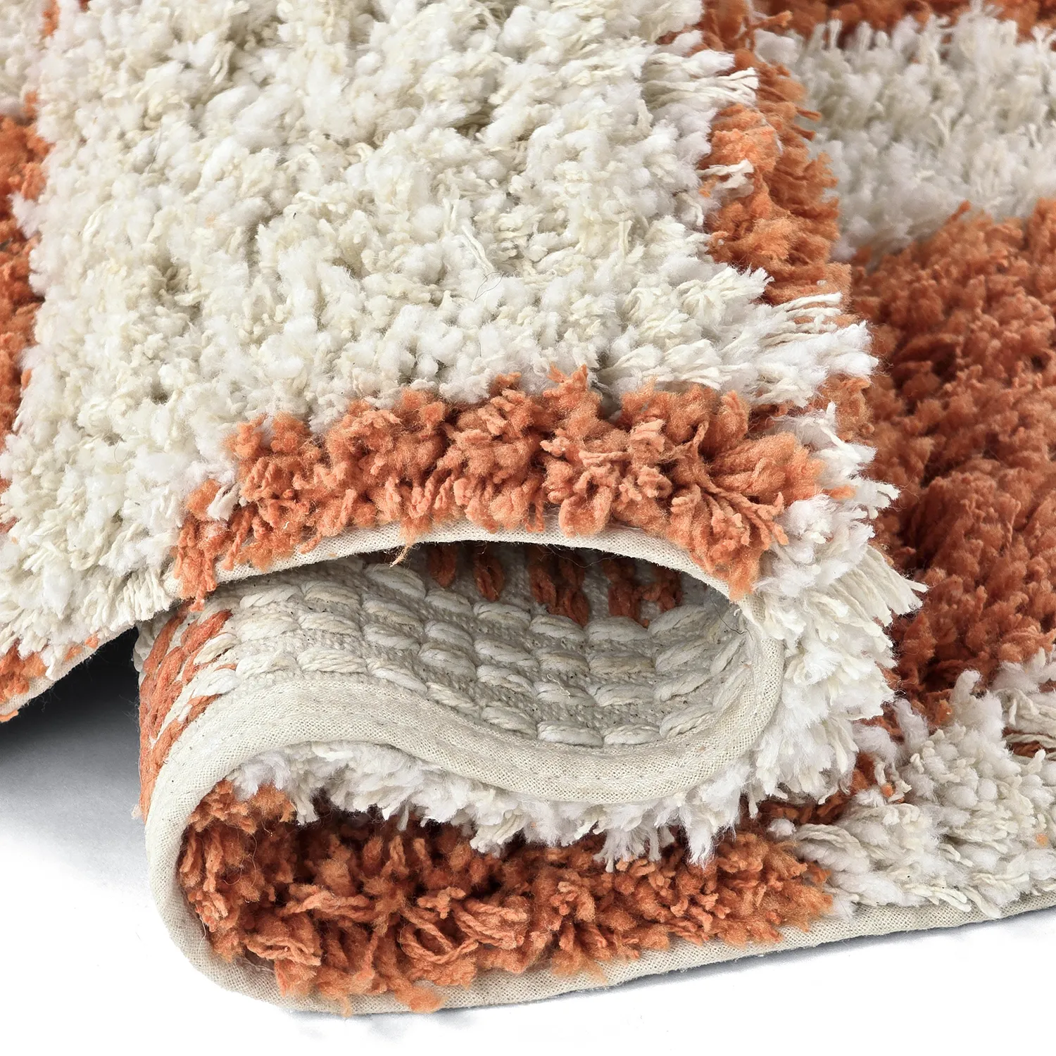 Rundt teppe - Atrani Natural Cotton Shaggy (oransje)