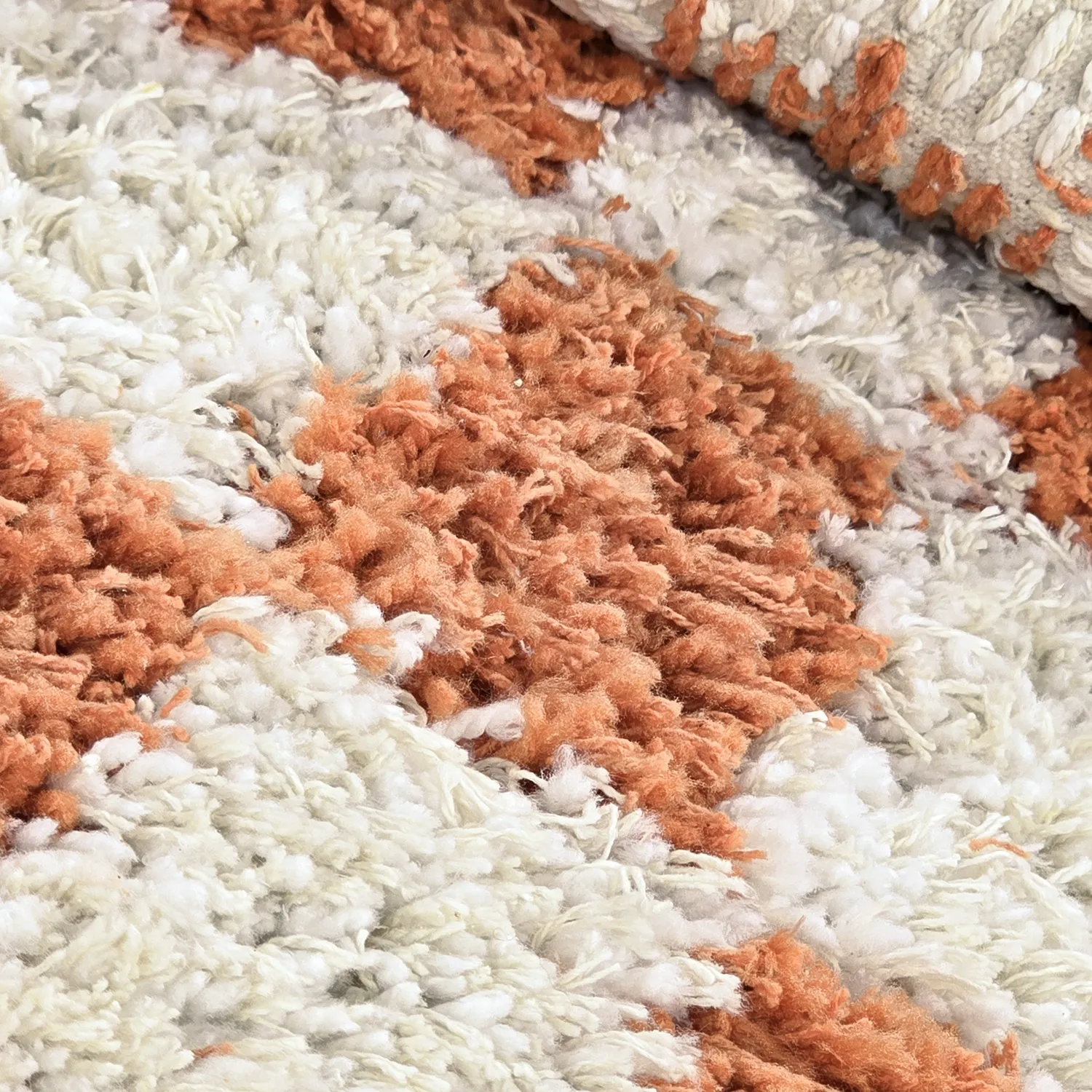Rundt teppe - Atrani Natural Cotton Shaggy (oransje)