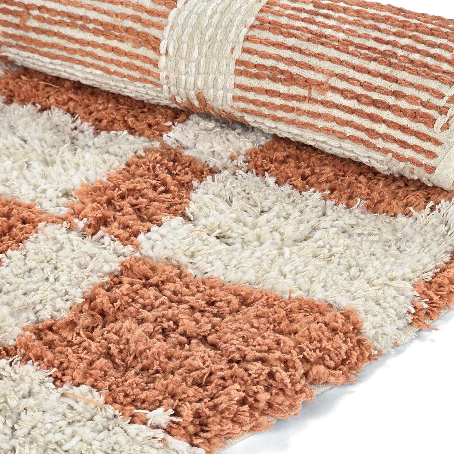 Rundt teppe - Atrani Natural Cotton Shaggy (oransje)