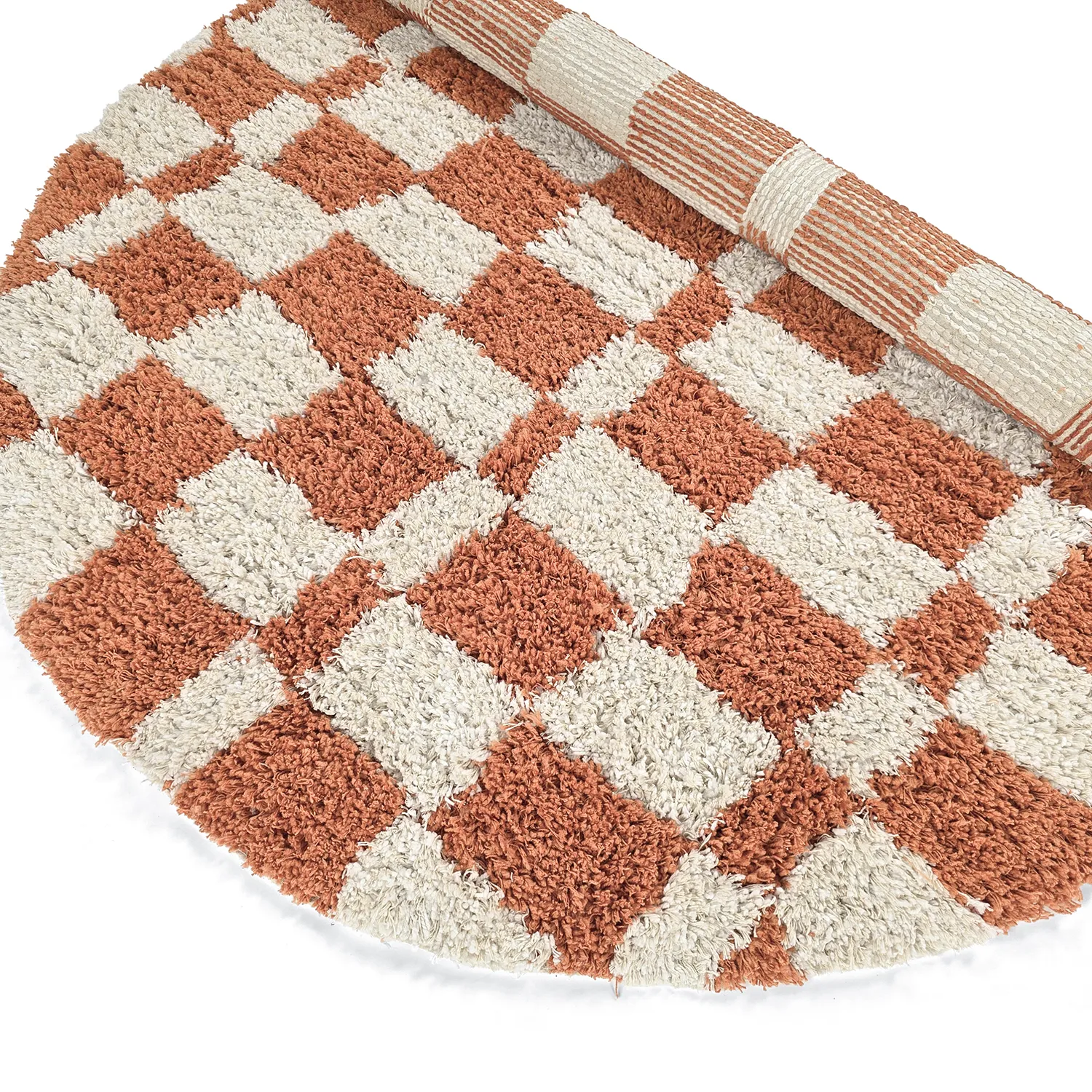 Rundt teppe - Atrani Natural Cotton Shaggy (oransje)