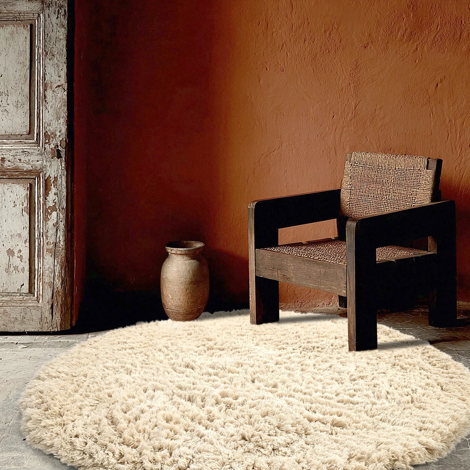 Rundt teppe - Aliste Wool Shaggy (alabaster gleam)