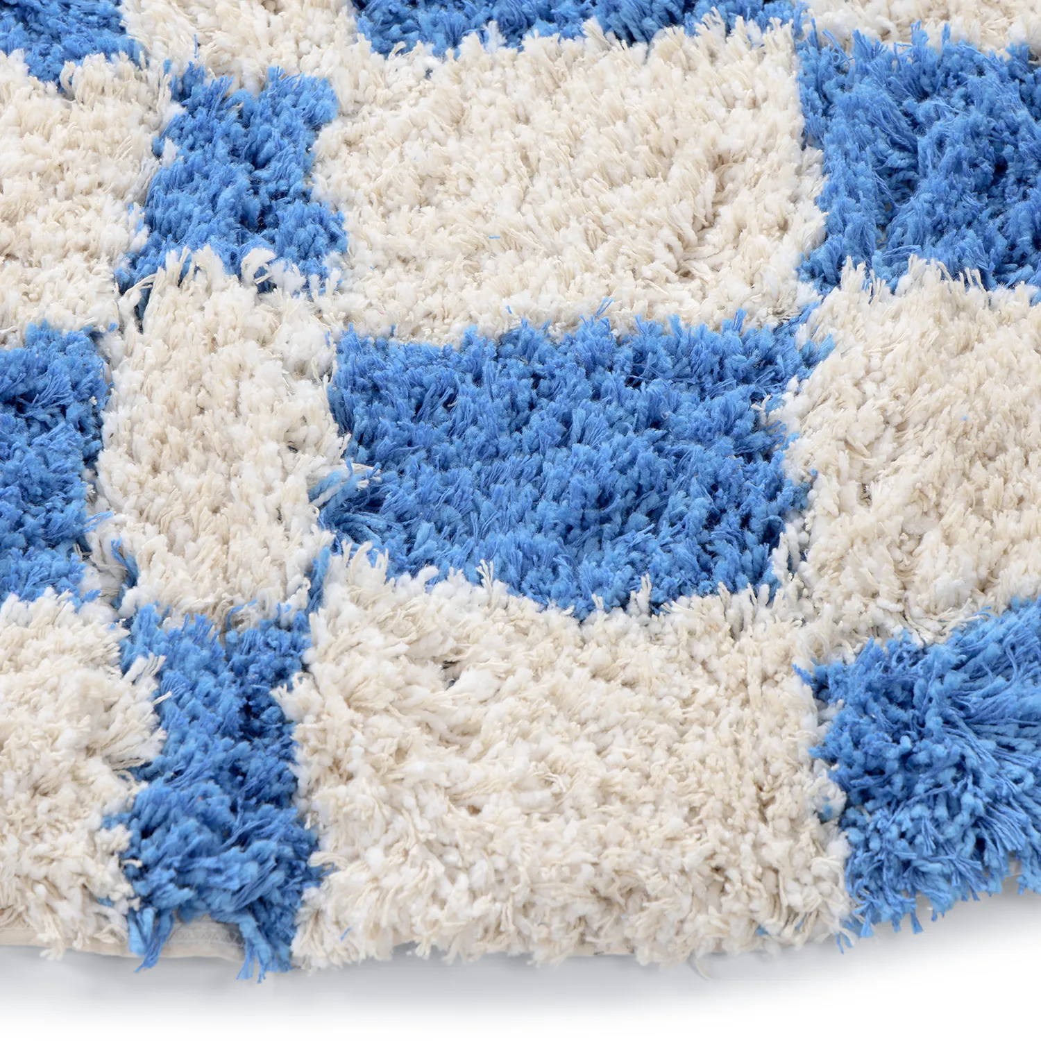 Rundt teppe - Atrani Natural Cotton Shaggy (blå)