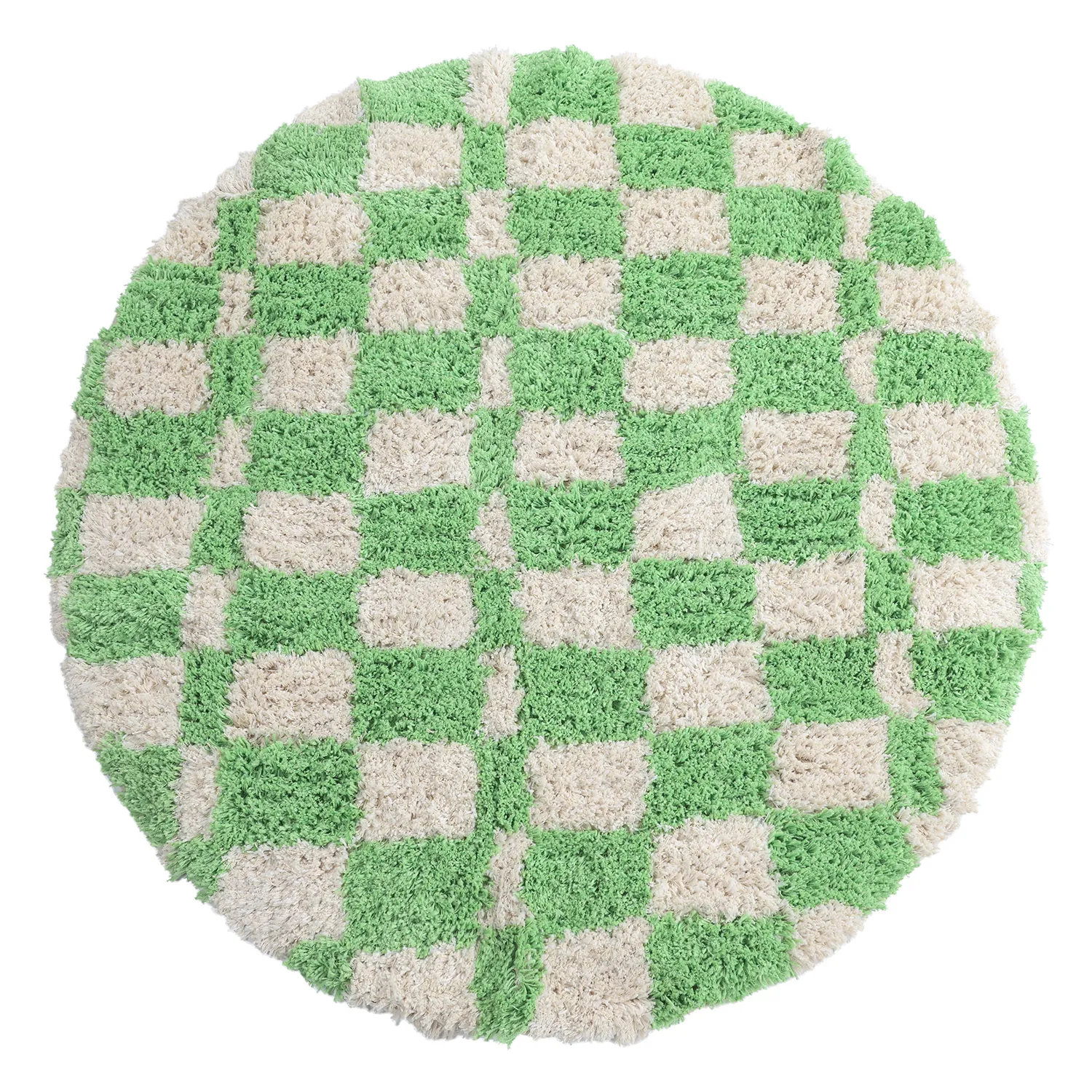 Rundt teppe - Atrani Natural Cotton Shaggy (grønn)