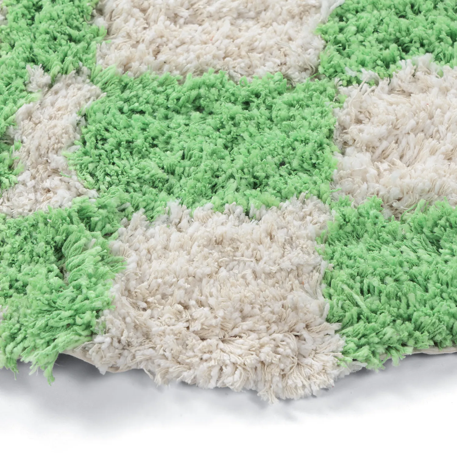 Rundt teppe - Atrani Natural Cotton Shaggy (grønn)