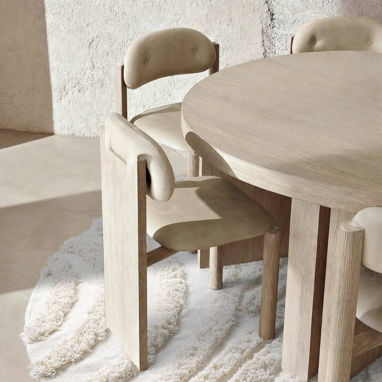 Rundt teppe - Cazorla Natural Cotton Shaggy (off-white)
