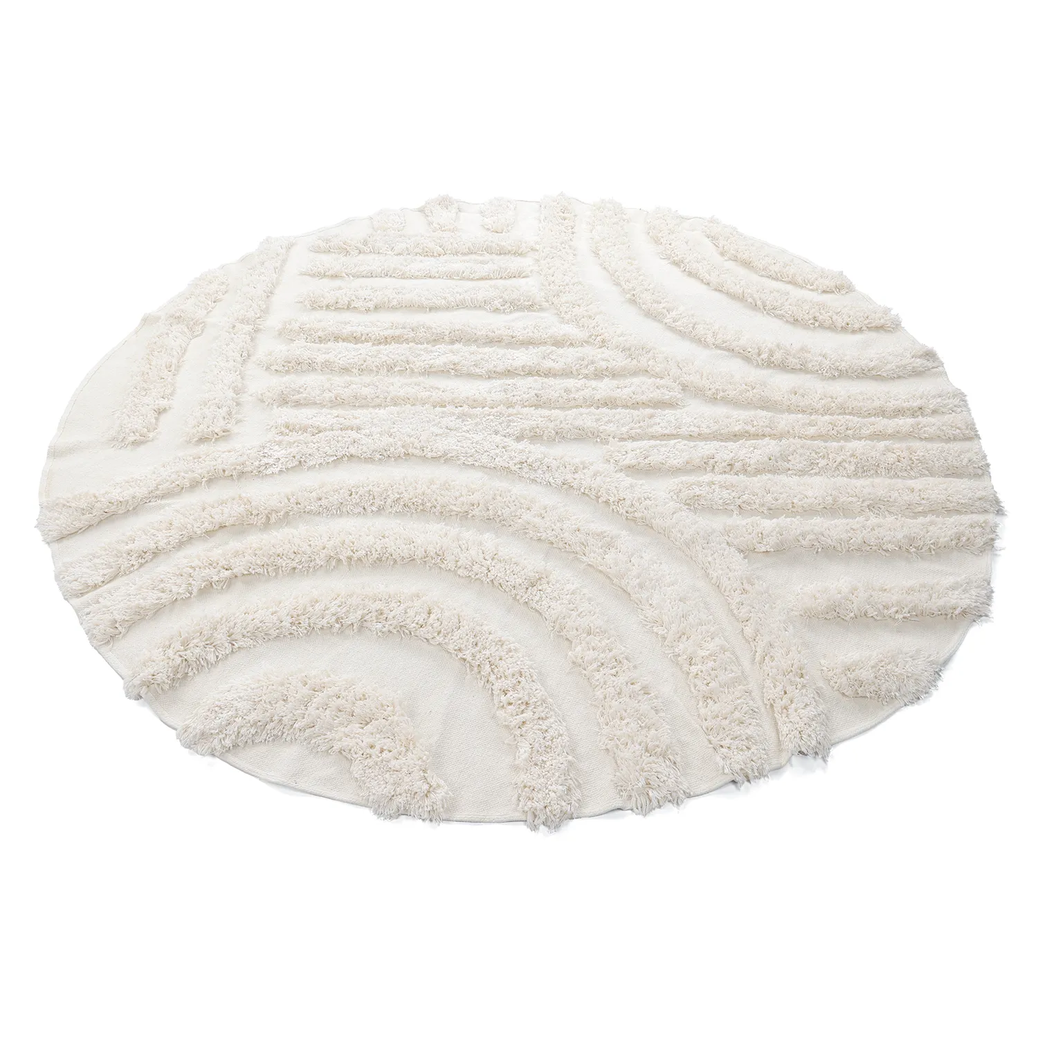 Rundt teppe - Cazorla Natural Cotton Shaggy (off-white)