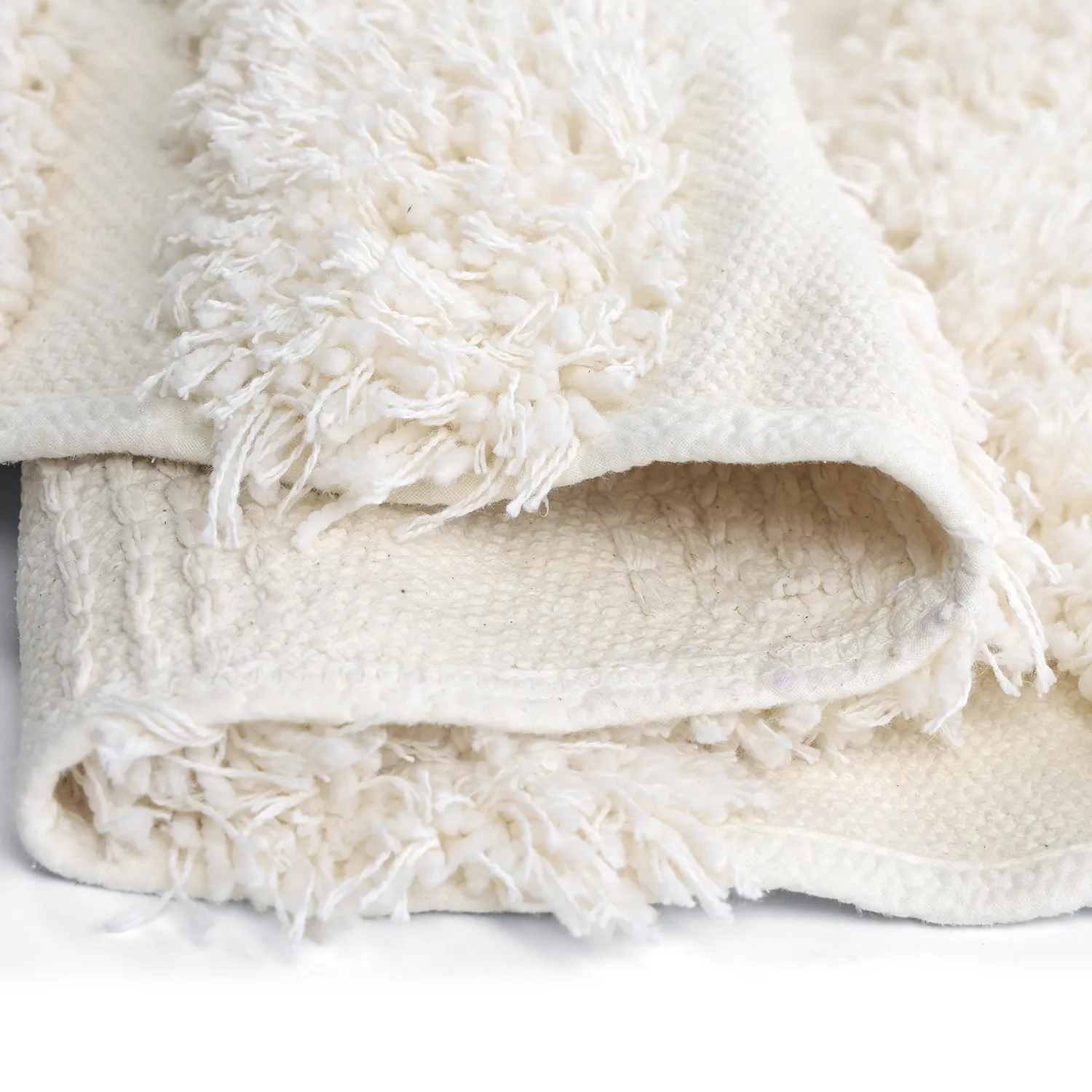 Rundt teppe - Cazorla Natural Cotton Shaggy (off-white)