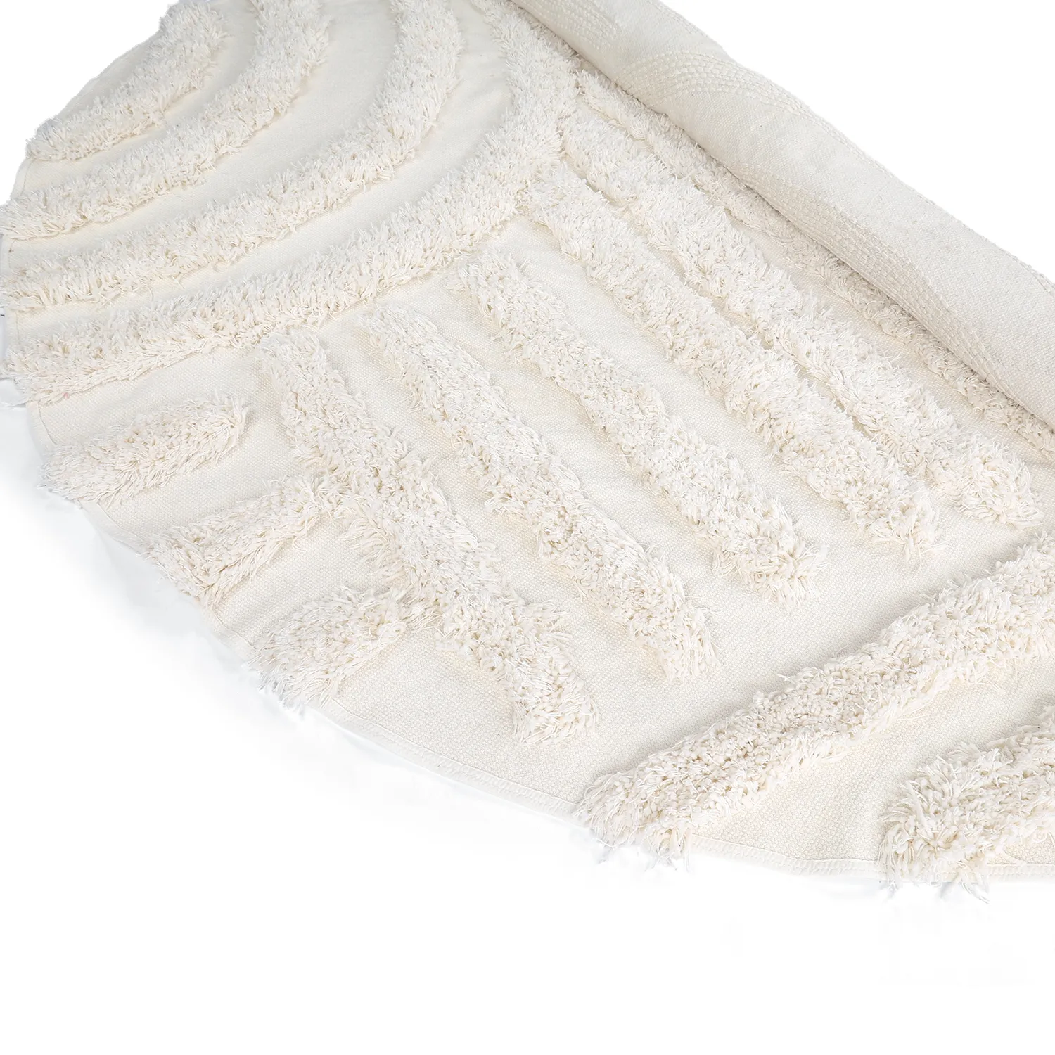 Rundt teppe - Cazorla Natural Cotton Shaggy (off-white)