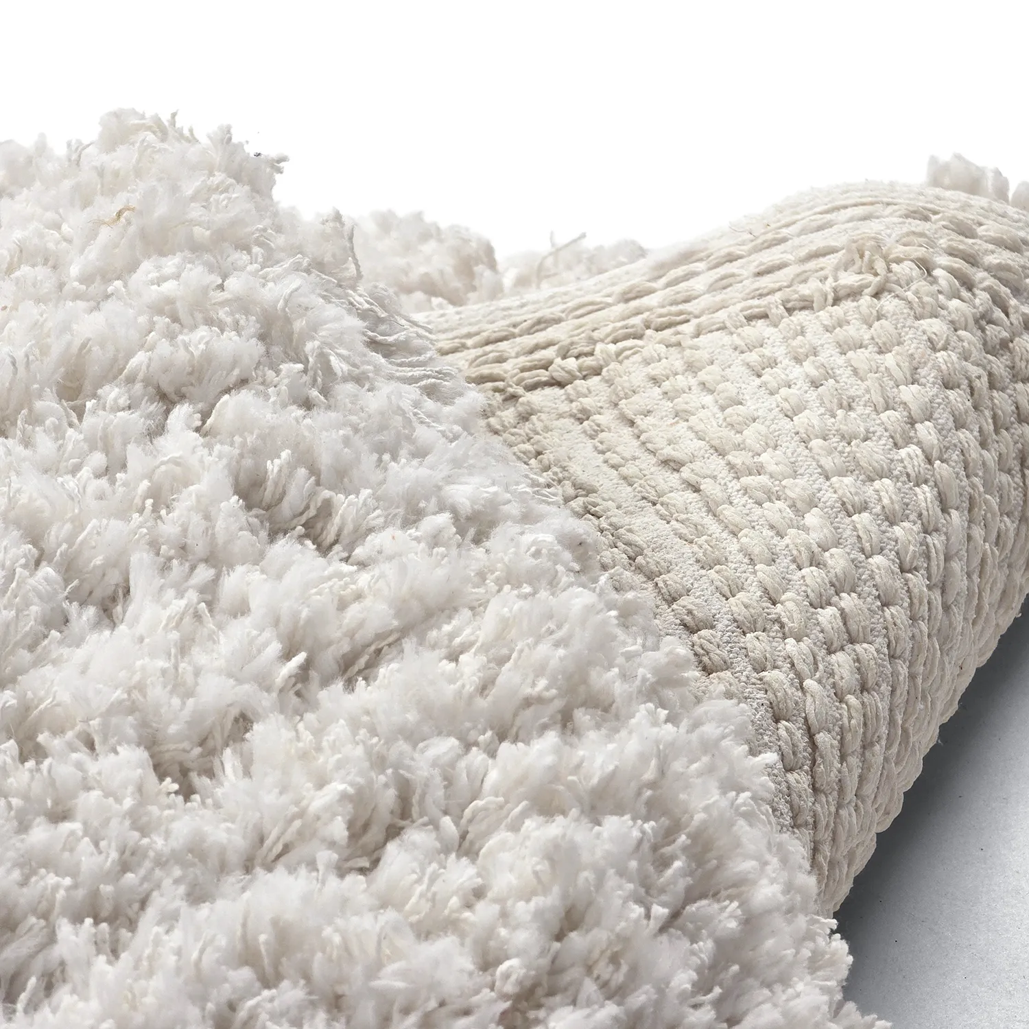 Rundt teppe - Combarro Solid Cotton Shaggy (krem)