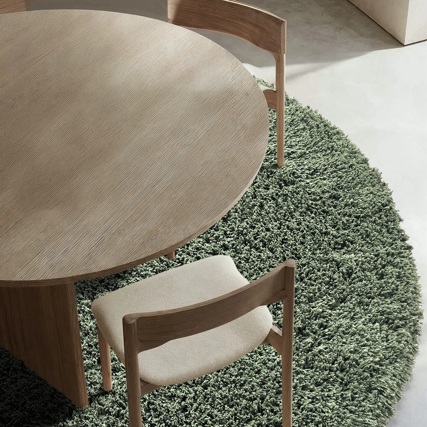 Rundt teppe - Combarro Solid Cotton Shaggy (grønn)