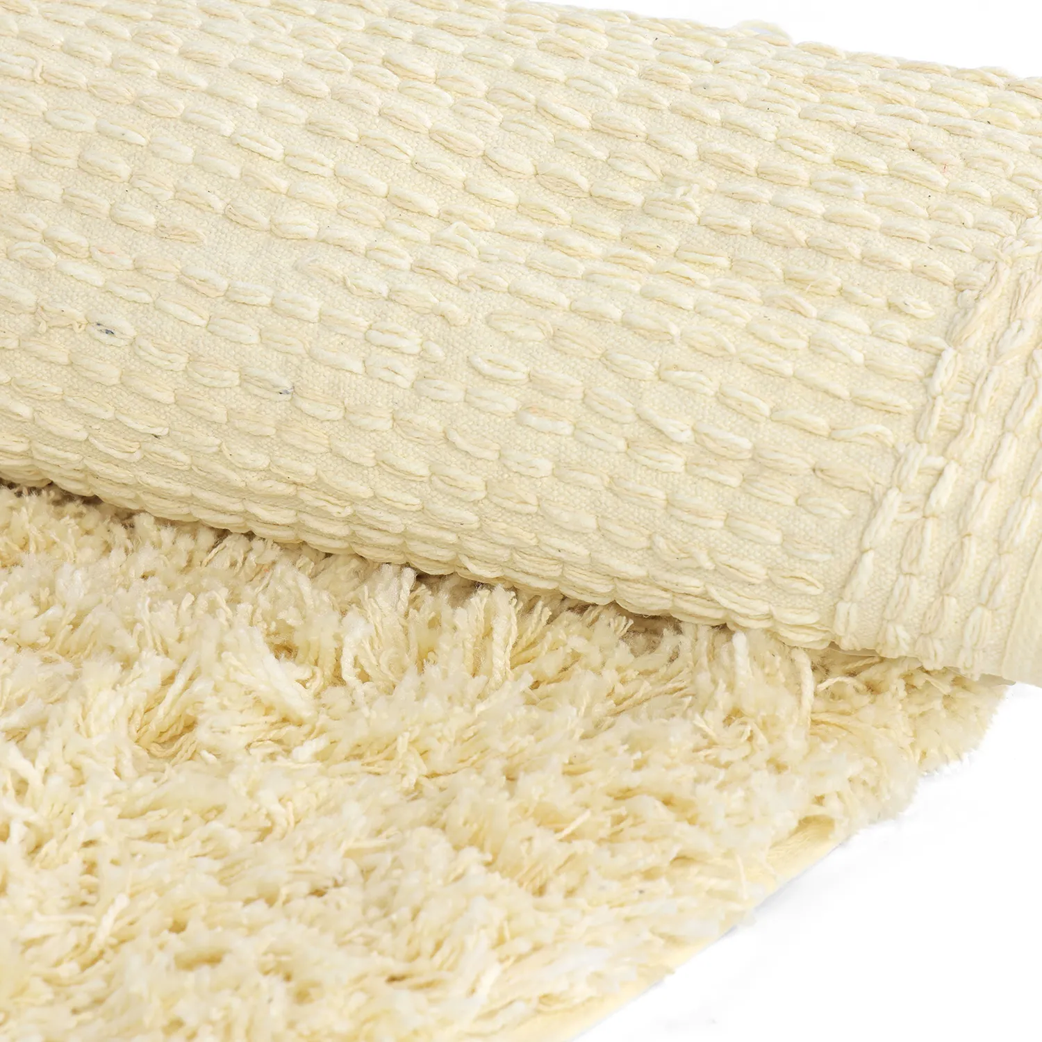 Rundt teppe - Combarro Solid Cotton Shaggy (lysegul)