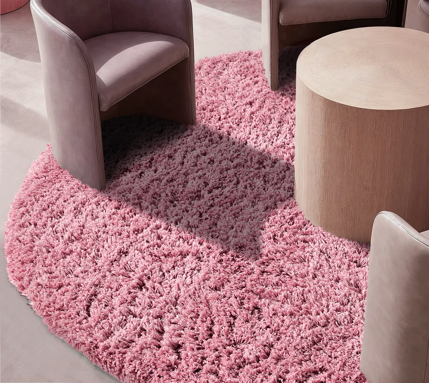 Rundt teppe - Combarro Solid Cotton Shaggy (lyserosa)