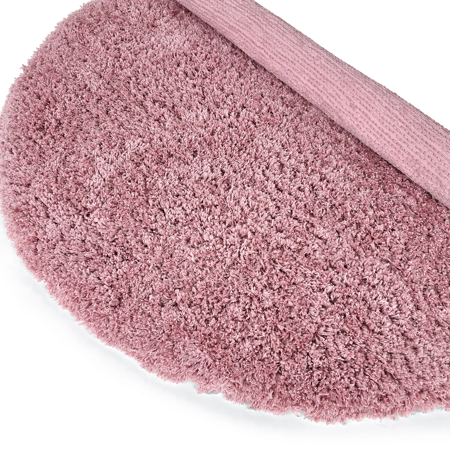 Rundt teppe - Combarro Solid Cotton Shaggy (lyserosa)