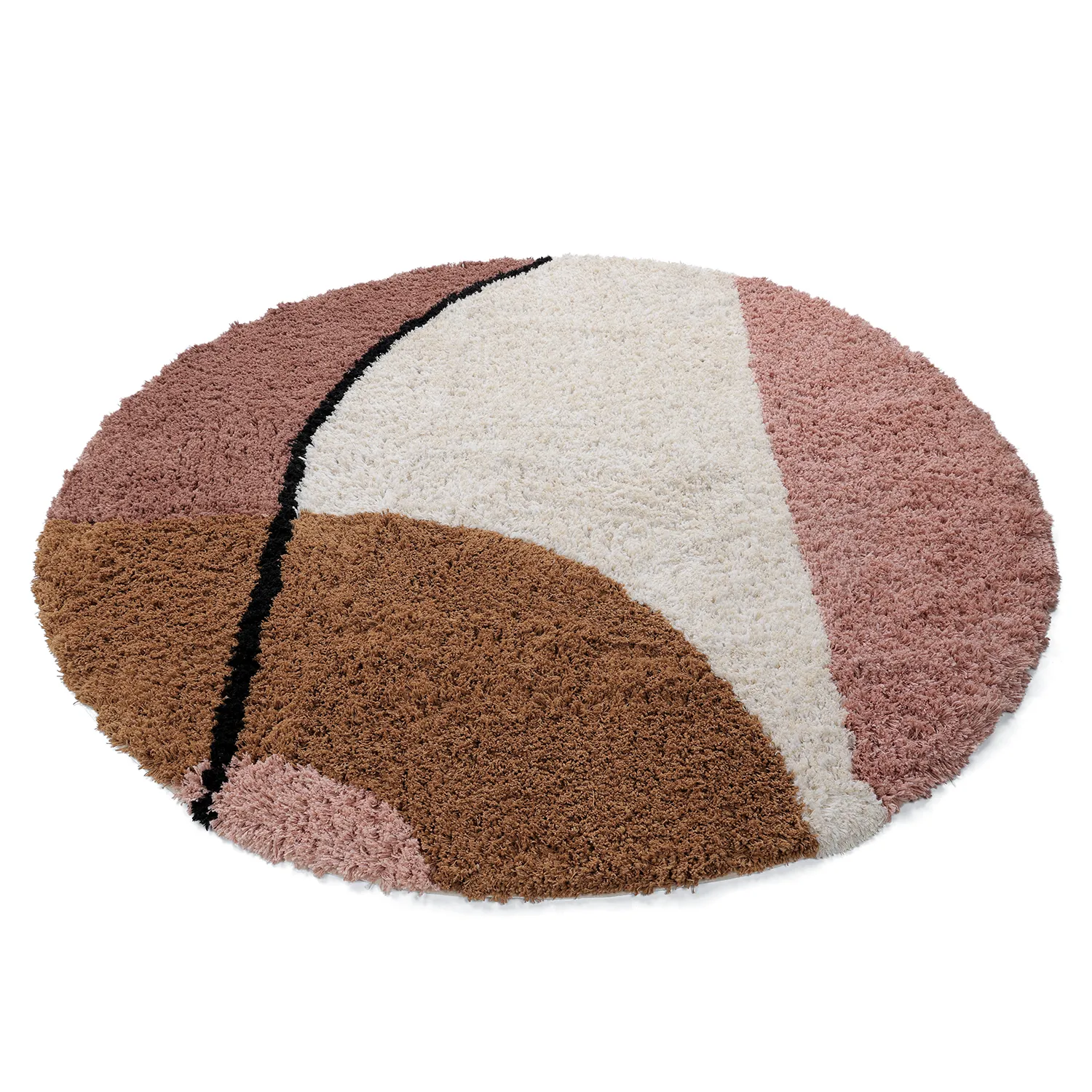 Rundt teppe - Perast Natural Cotton Shaggy (multi)