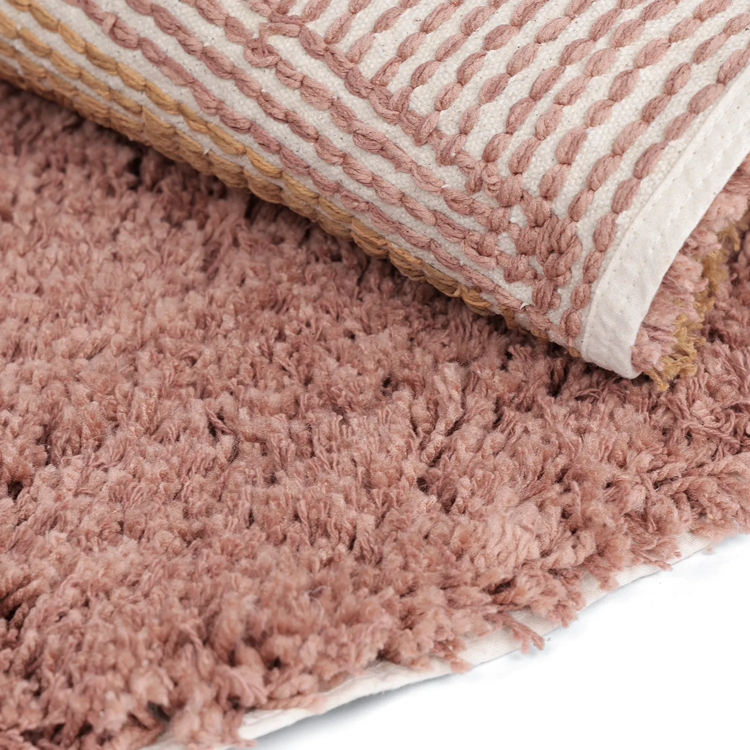 Rundt teppe - Perast Natural Cotton Shaggy (multi)