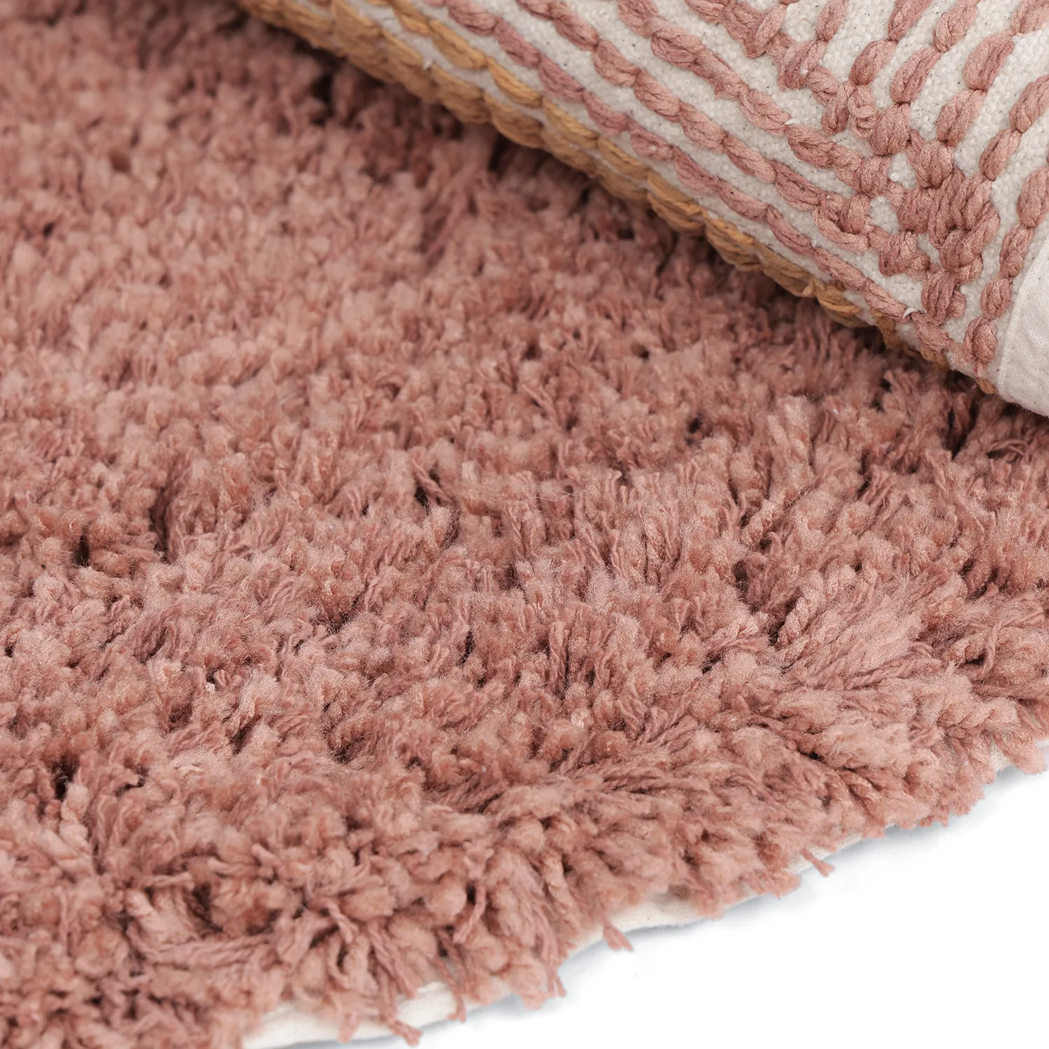Rundt teppe - Perast Natural Cotton Shaggy (multi)
